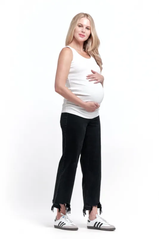 Maternity Wide Leg with Bellyband in Sterling sold by 1822 Denim