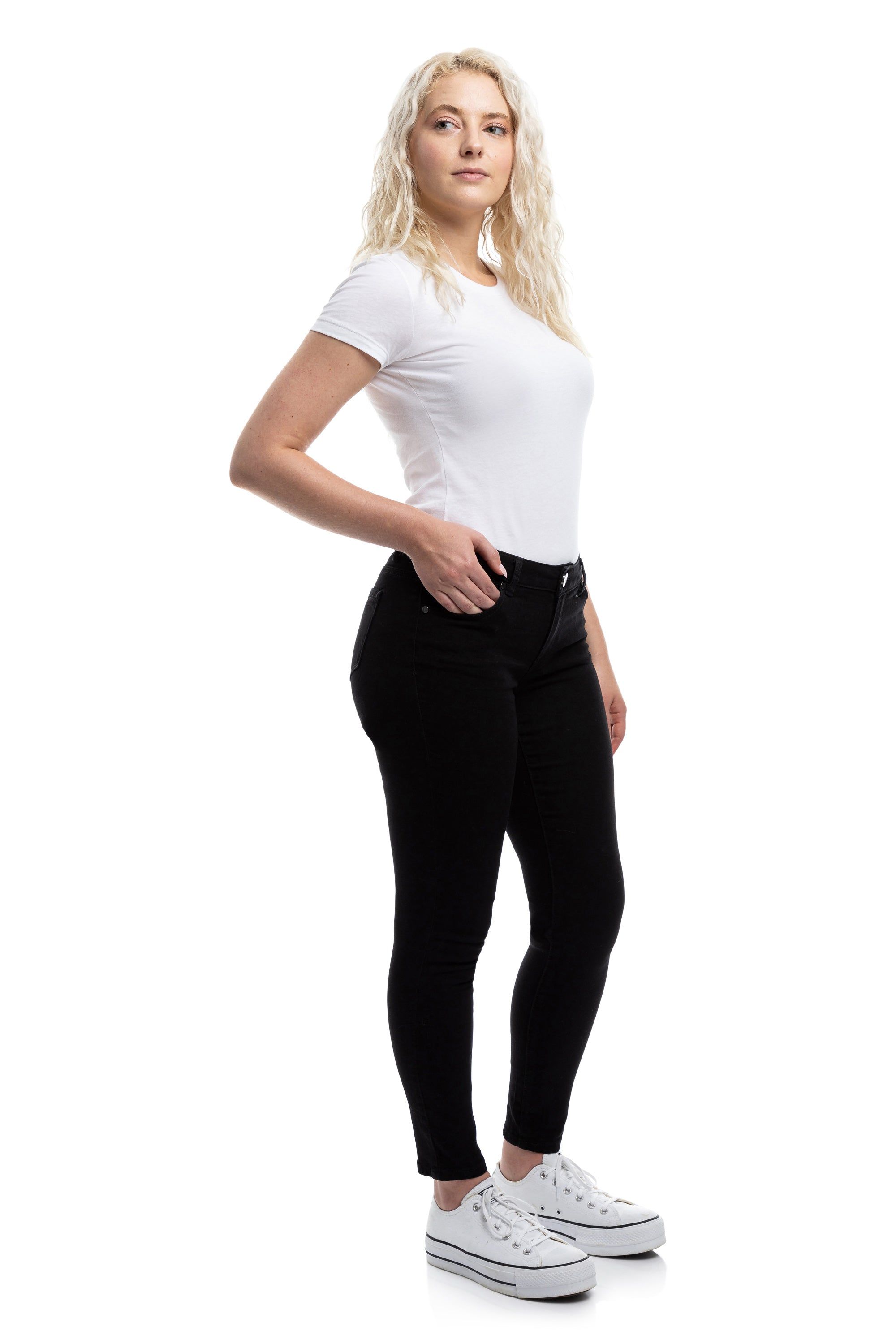 Classic 28" Mid-Rise Re:Denim Ankle Skinny In Black sold by 1822 Denim product image thumbnail 2