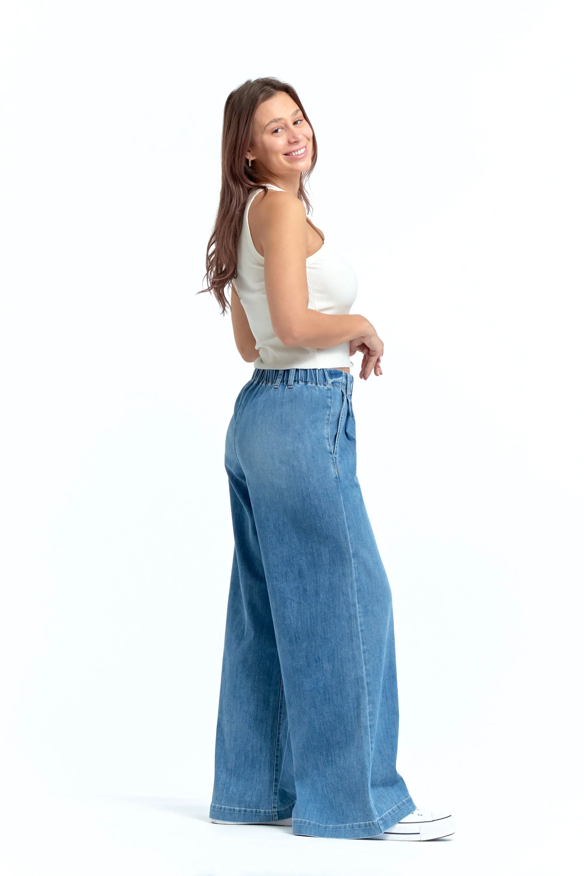 Chambray Wide Leg in Tilt sold by 1822 Denim product image thumbnail 2