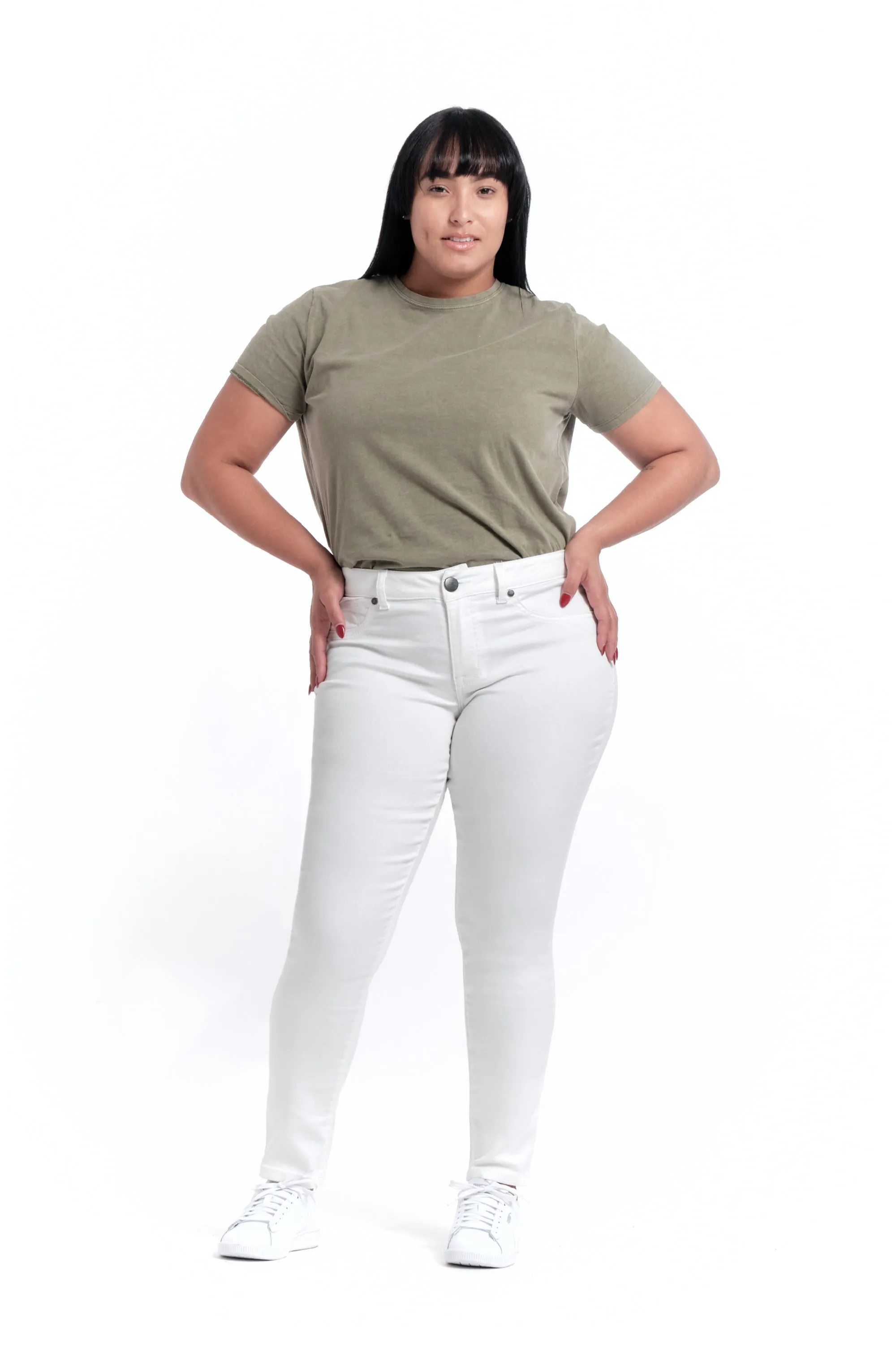 Curvy Butter Ankle Skinny in White sold by 1822 Denim