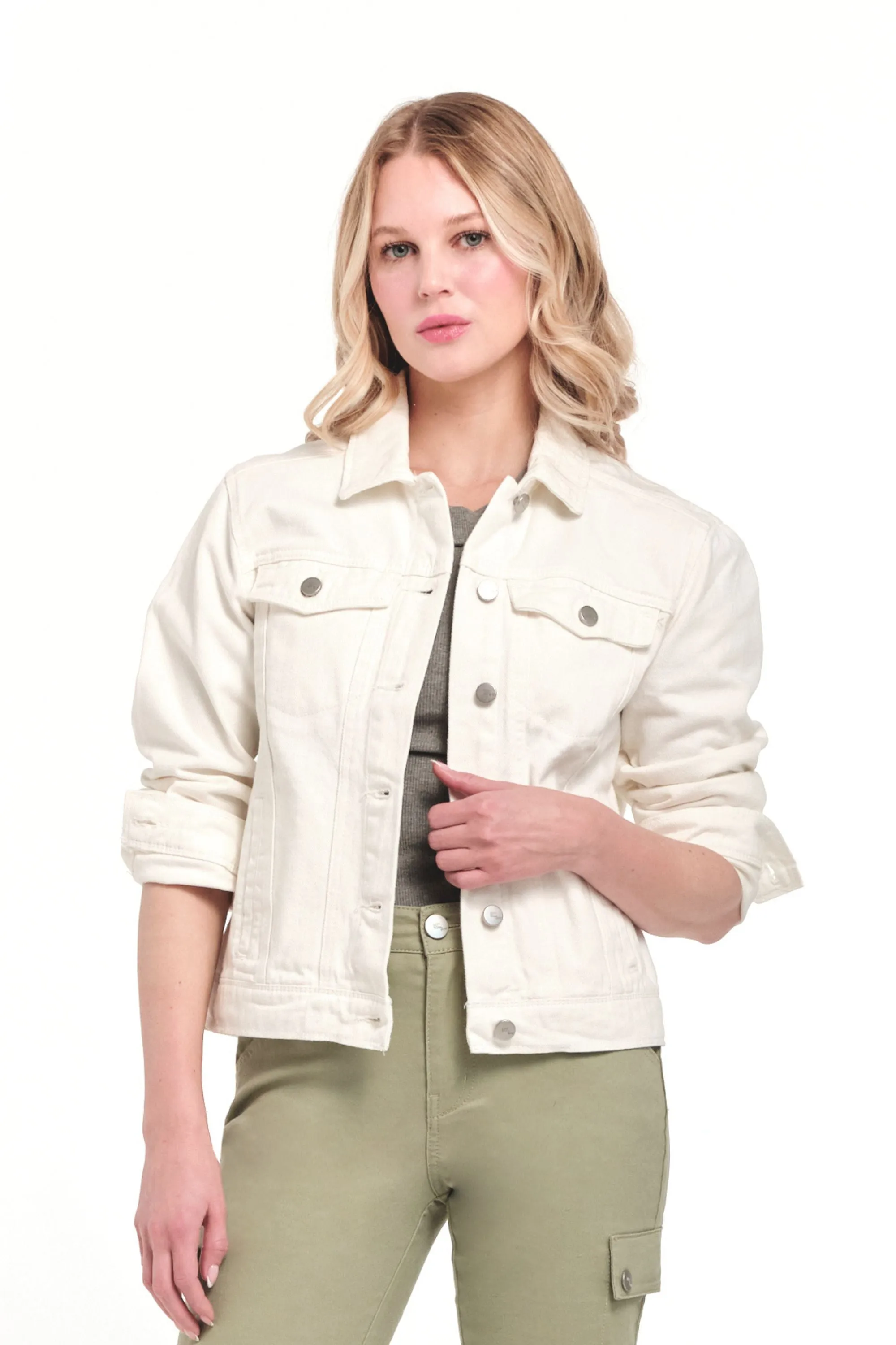Trucker Denim Jacket In White sold by 1822 Denim
