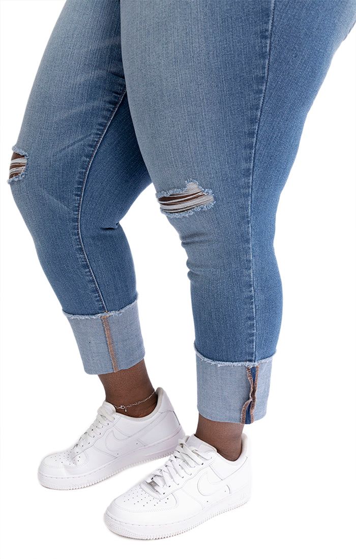 Plus 25" High-Rise Re:Denim Distressed Taylor Skinny In Carla sold by 1822 Denim product image thumbnail 4