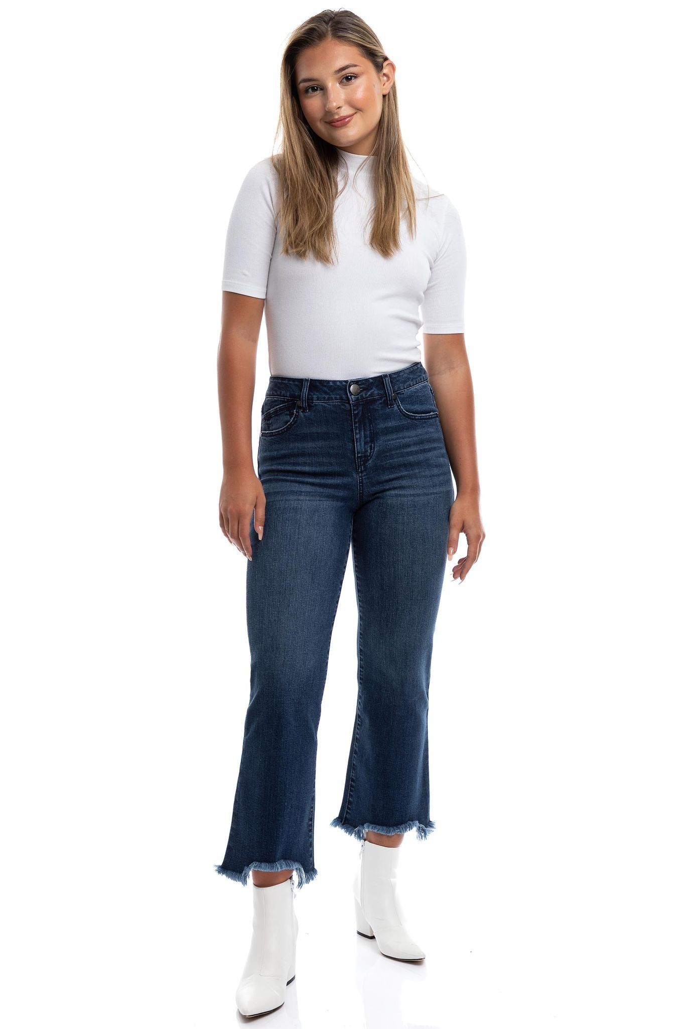 Classic 27" High-Rise Tencel Demi Boot In Grayden sold by 1822 Denim