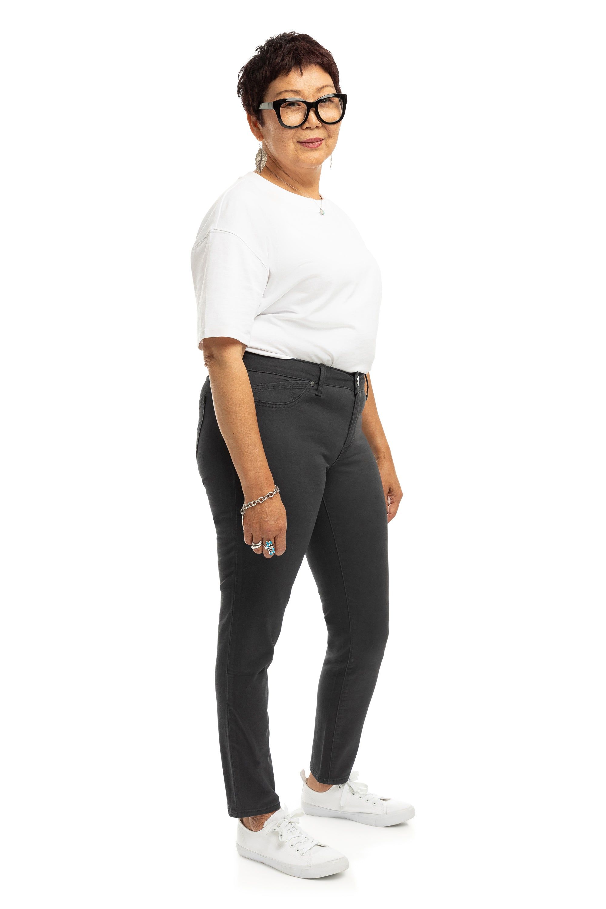 Curvy 28” Mid-Rise Twill Ankle Skinny in Magnet sold by 1822 Denim product image thumbnail 2