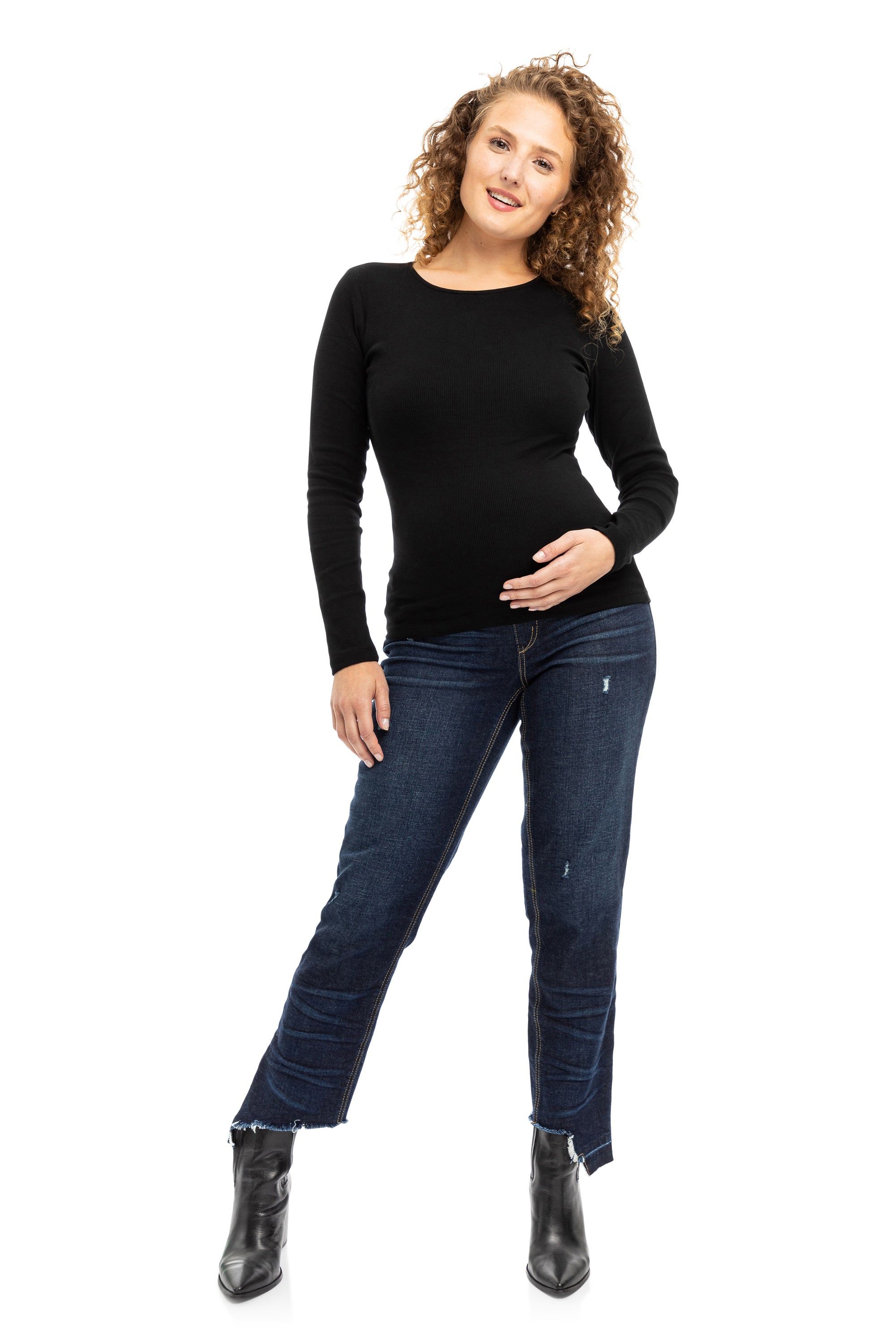 Maternity Girlfriend Jean w/ Bellyband in Bailey sold by 1822 Denim