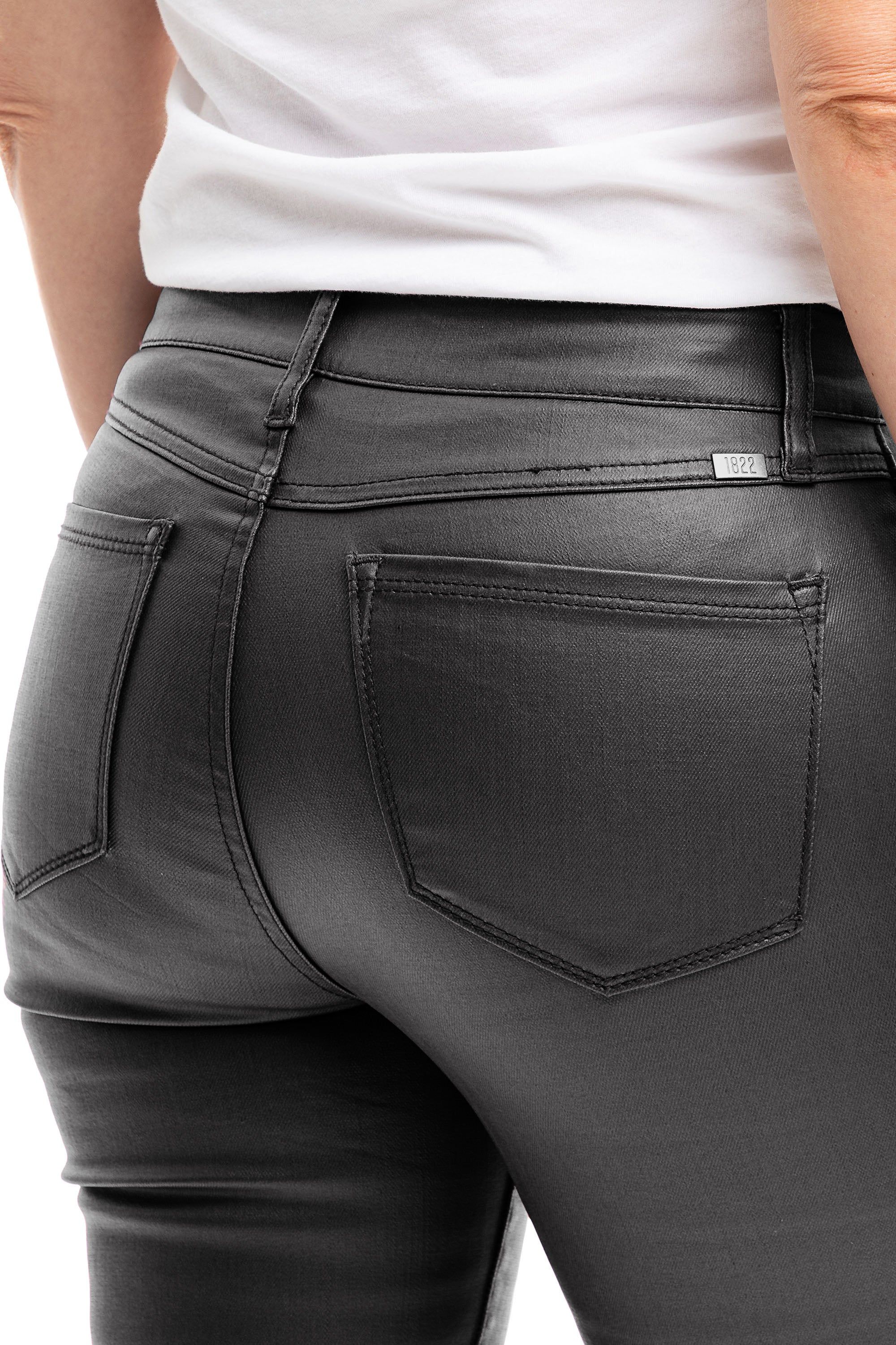 Petite 26" Mid-Rise Coated Ankle Skinny In Black sold by 1822 Denim product image thumbnail 5