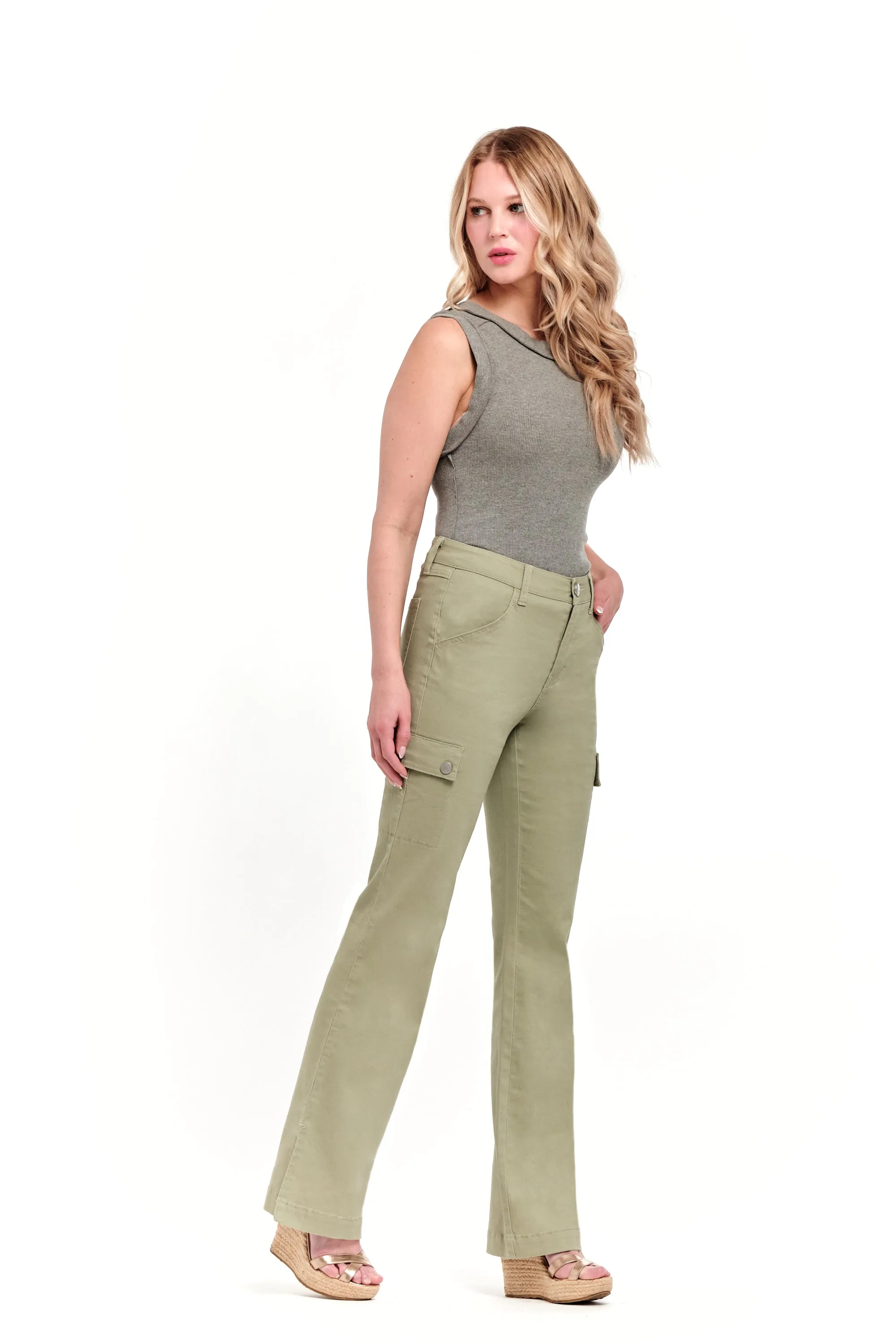 Twill Cargo Boot W/ Slit in Green Haze sold by 1822 Denim product image thumbnail 2