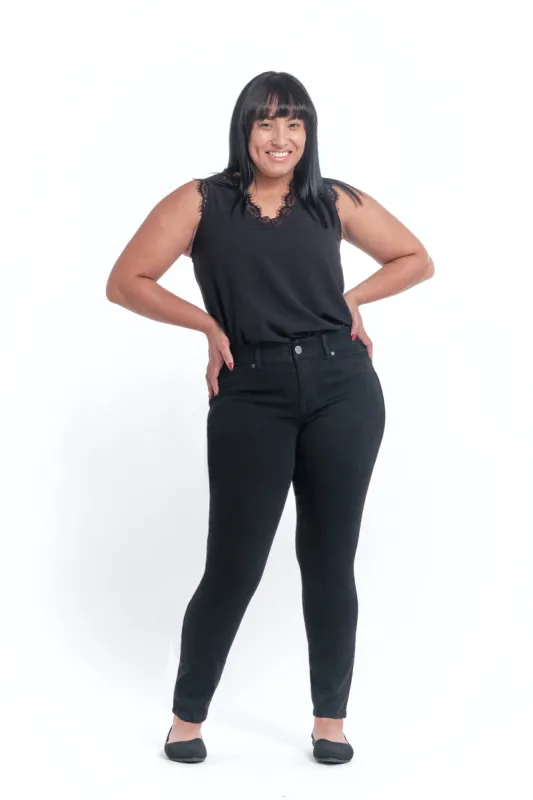 Curvy Tummy Control Ankle Skinny In Black sold by 1822 Denim