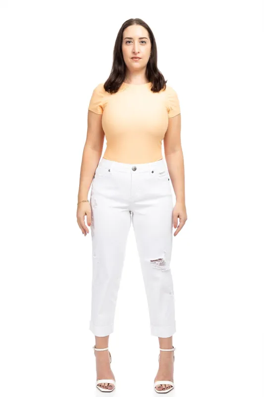 Petite Cuffed Slim Girlfriend In Giselle sold by 1822 Denim