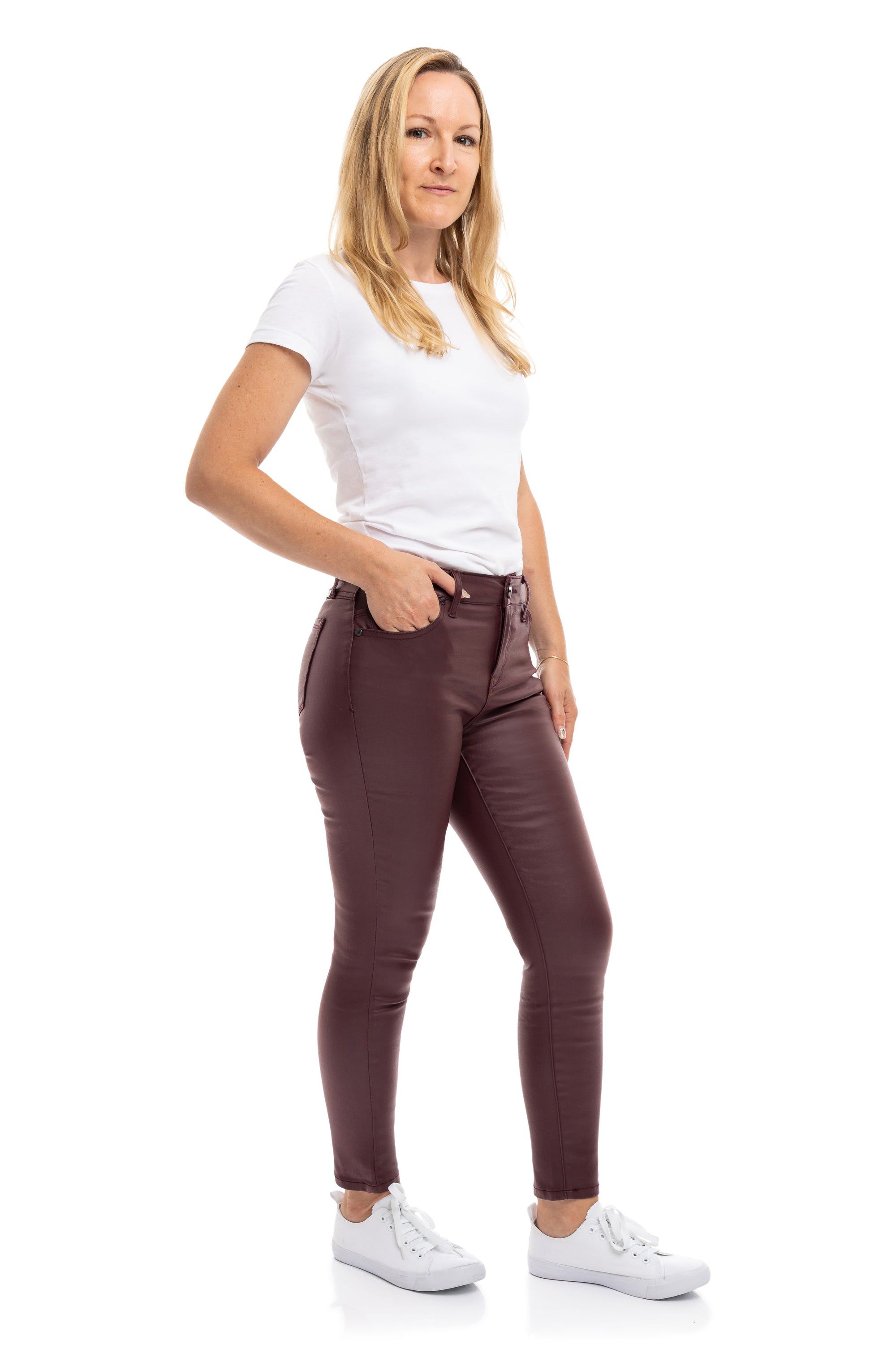 Petite 26" Mid-Rise Coated Skinny In Vineyard Wine sold by 1822 Denim product image thumbnail 2