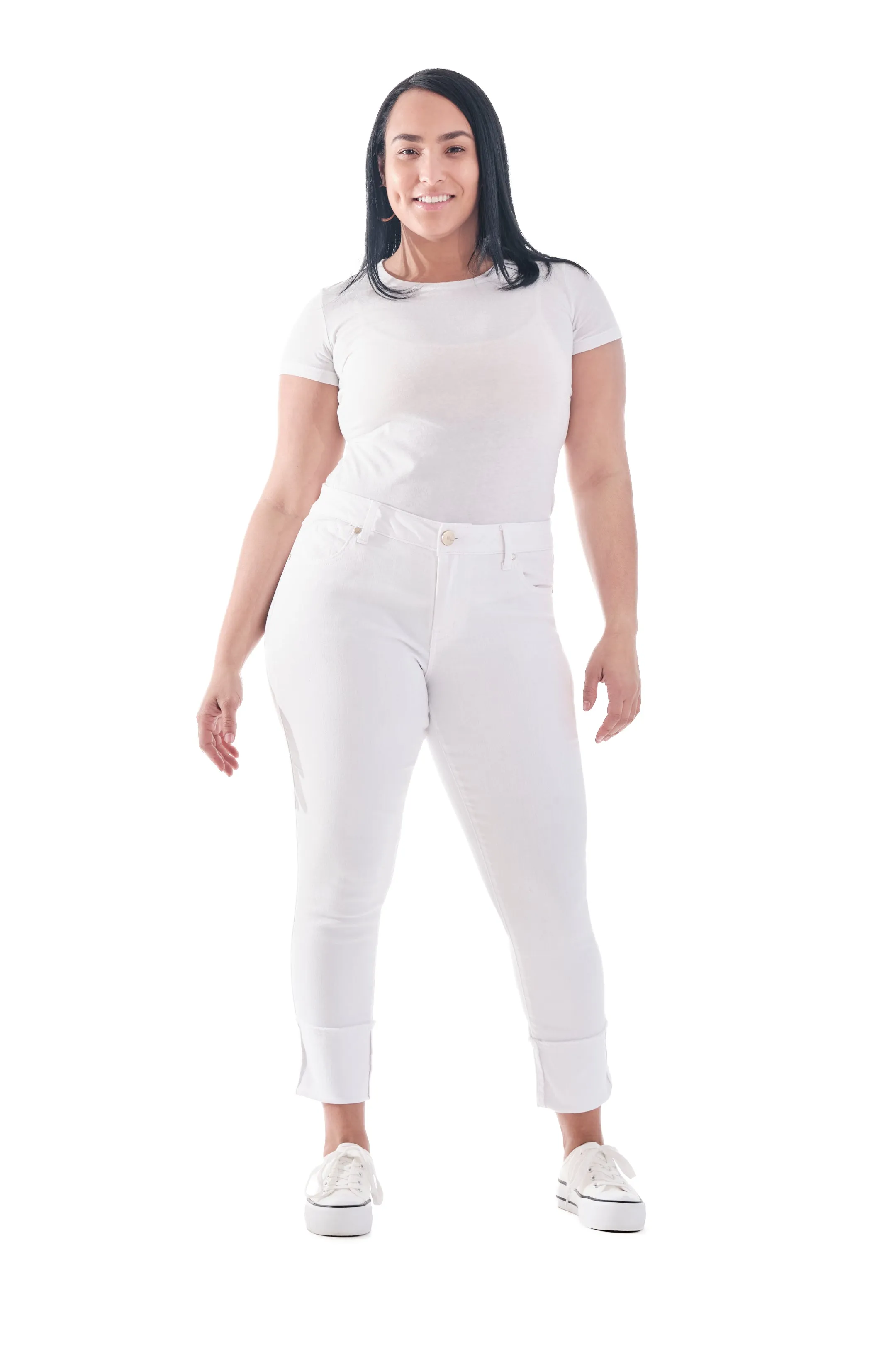 Curvy Taylor Cuff Jeans in White sold by 1822 Denim