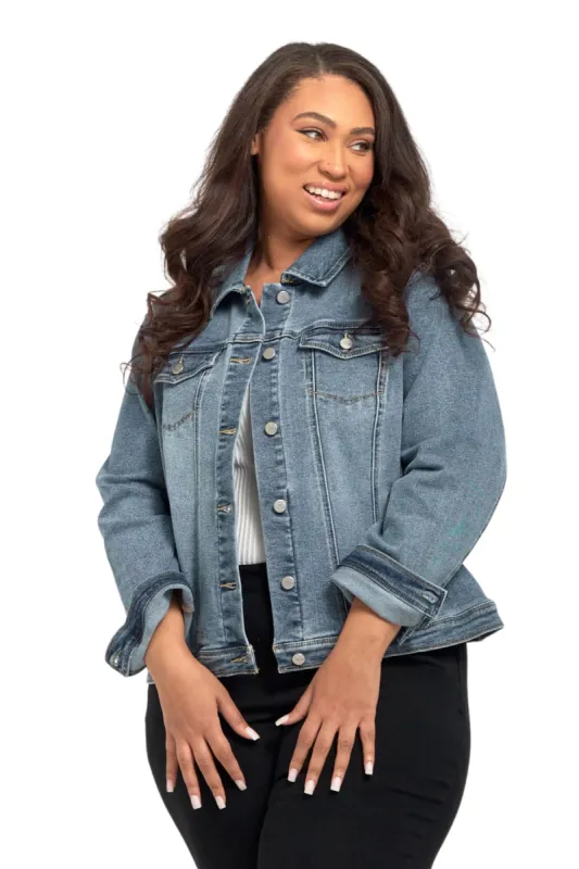Plus Eco Trucker Denim Jacket in Mariah sold by 1822 Denim