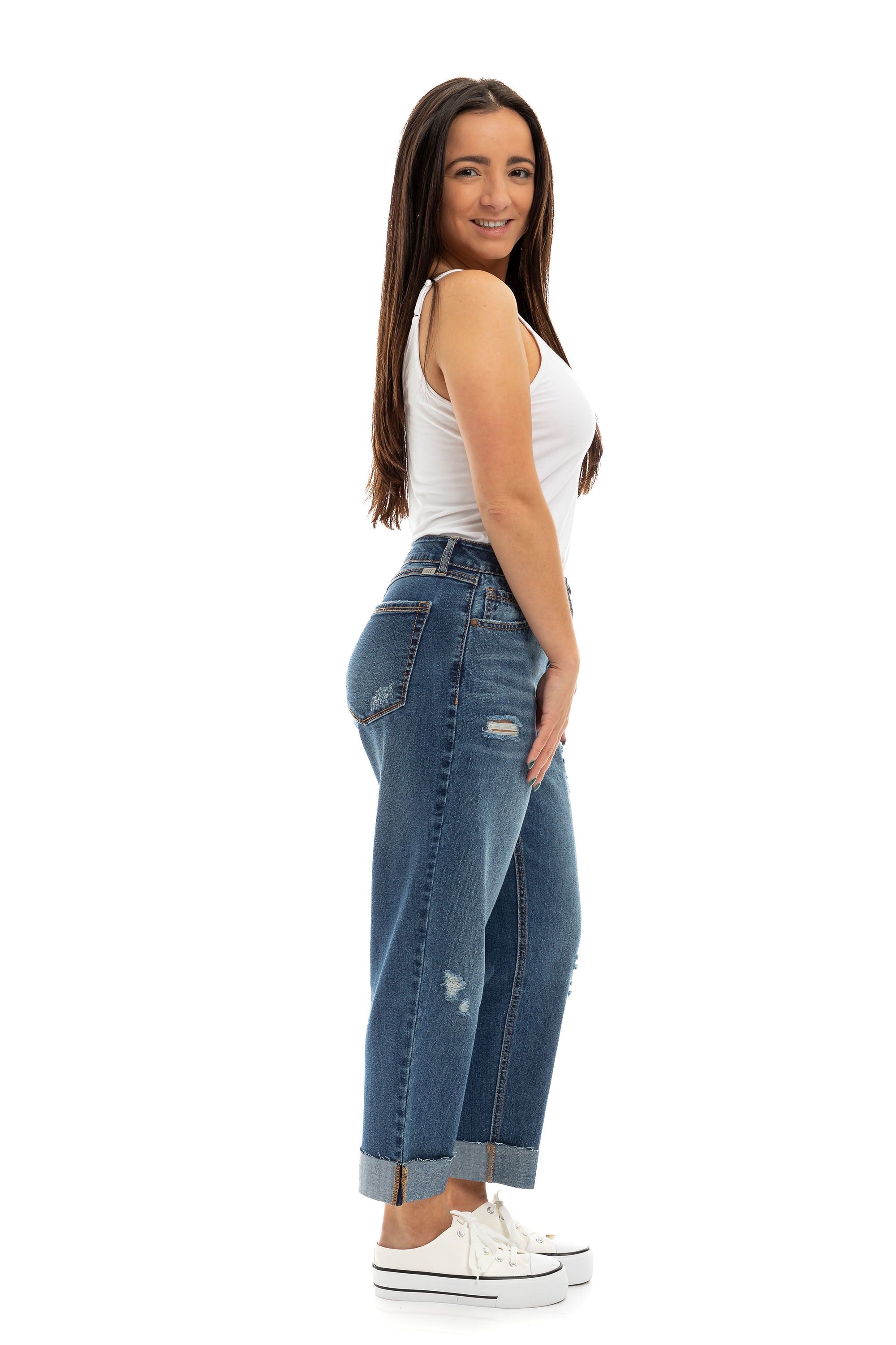 Petite Hybrid Denim Slim Girlfriend in Addy sold by 1822 Denim product image thumbnail 2