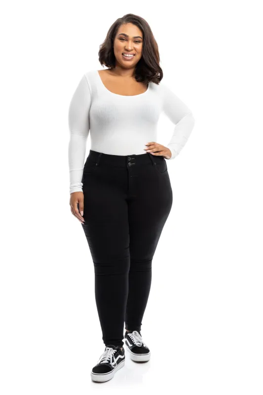 Plus High Rise Eco Ankle Skinny In Black sold by 1822 Denim