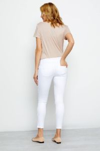 Classic Butter 28" Double Button Ankle Skinny Jean in Wynter White sold by 1822 Denim