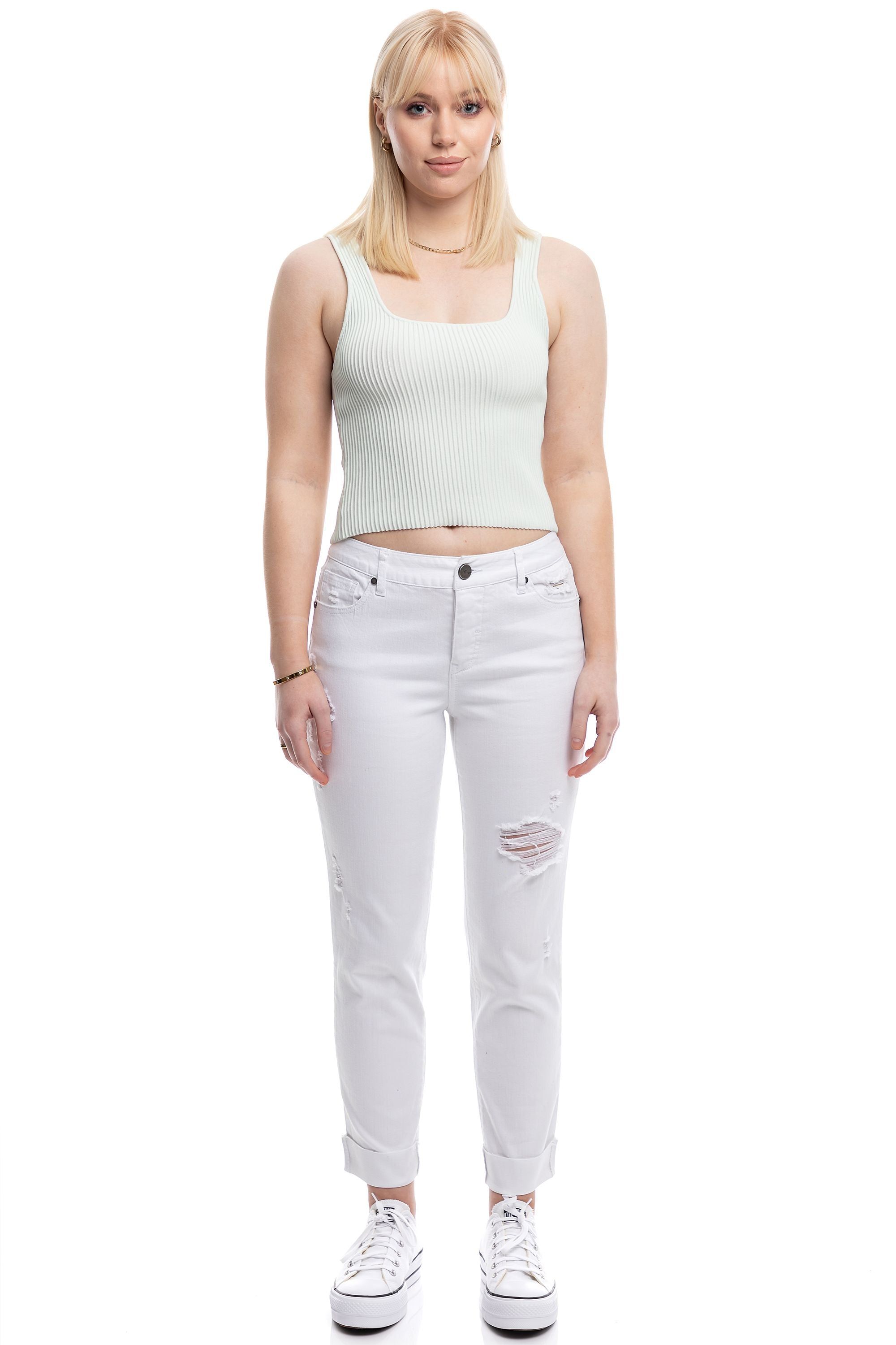 Classic 27" Mid-Rise Cuffed Slim Girlfriend In Giselle sold by 1822 Denim product image thumbnail 11