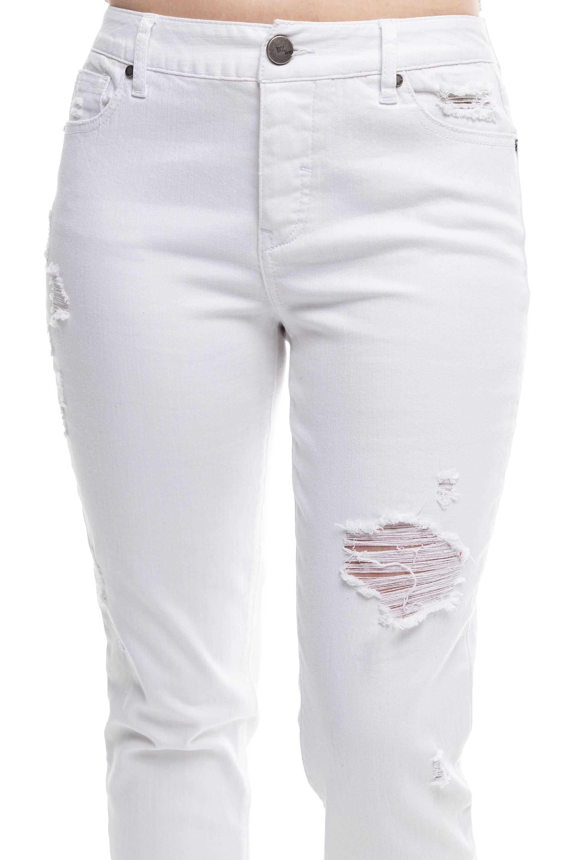 Classic 27" Mid-Rise Cuffed Slim Girlfriend In Giselle sold by 1822 Denim product image thumbnail 3