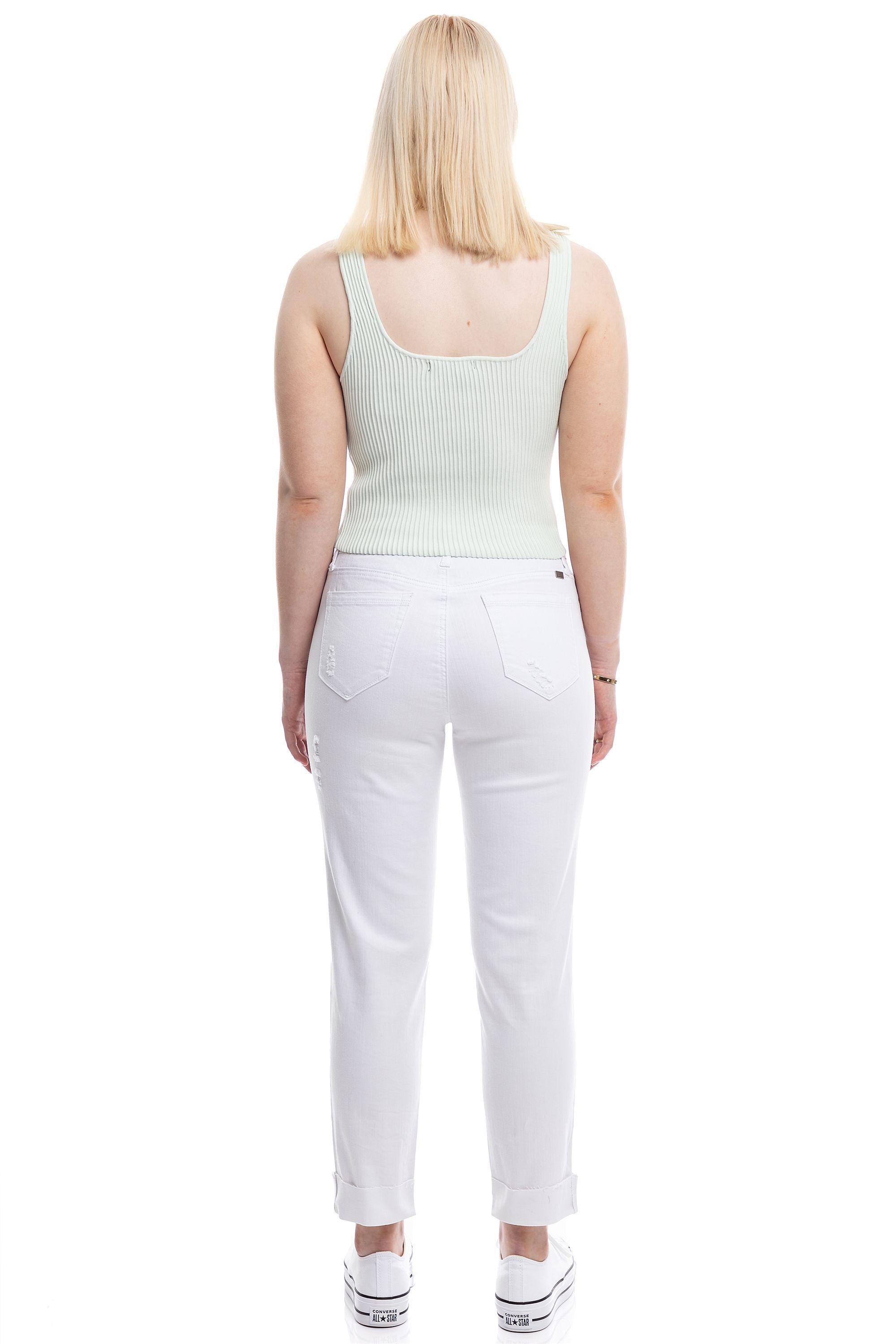 Classic 27" Mid-Rise Cuffed Slim Girlfriend In Giselle sold by 1822 Denim product image thumbnail 4