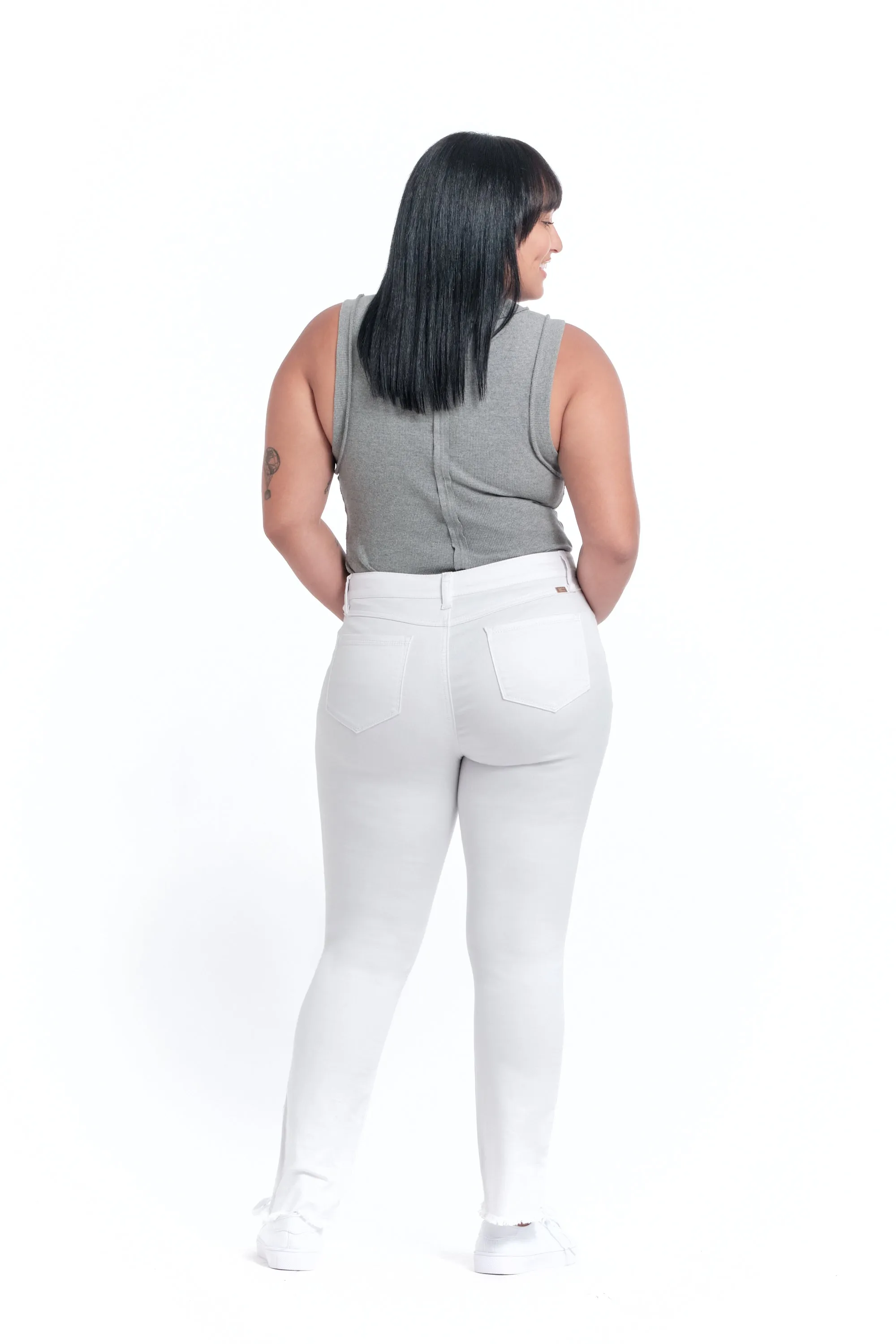 Curvy Butter Tulip Hem in White sold by 1822 Denim product image thumbnail 3