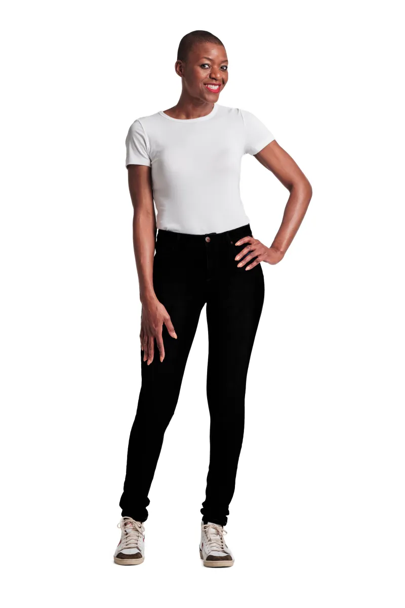 Long 36" Butter Skinny in Black sold by 1822 Denim