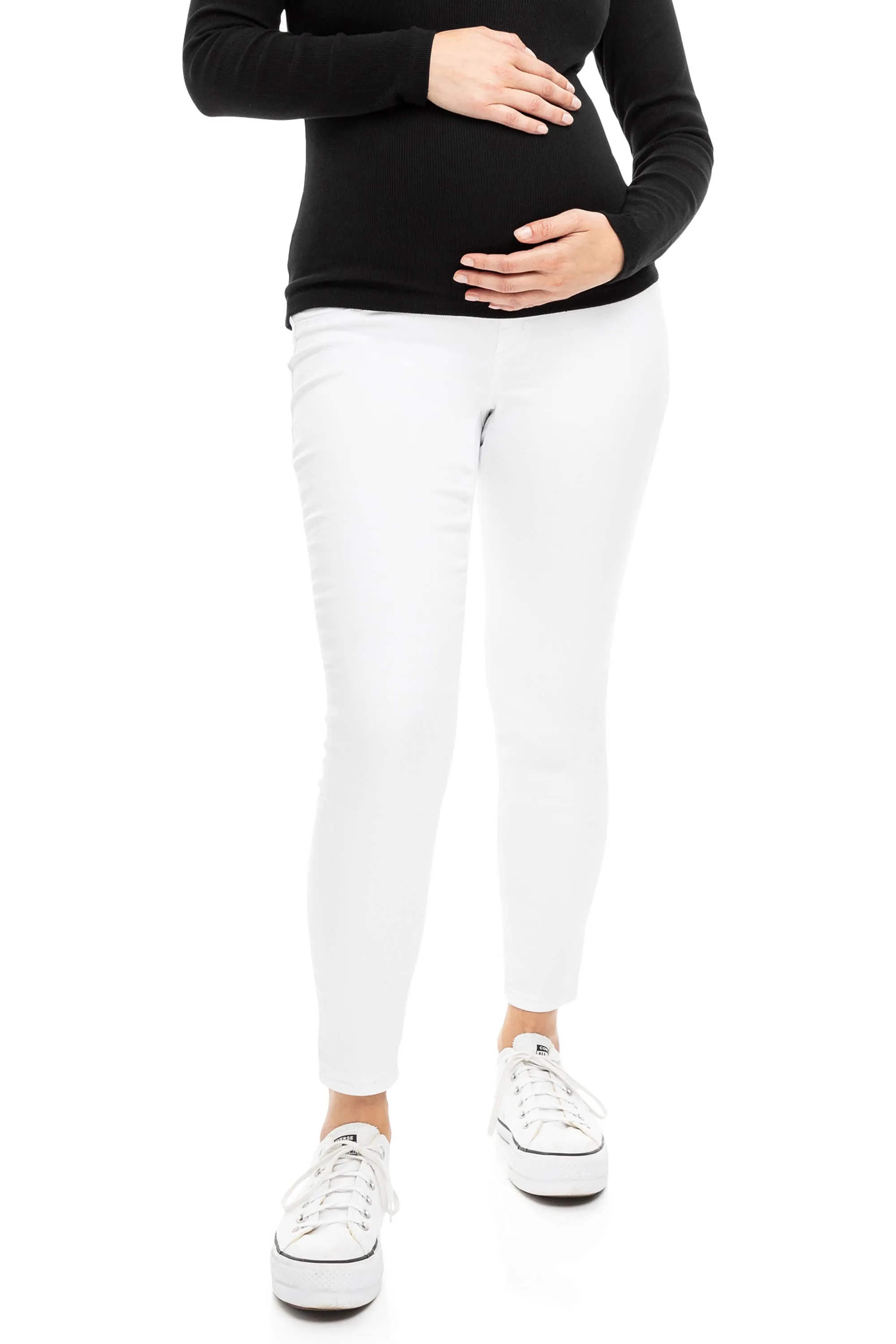 Maternity Butter Skinny Jeans w/ Bellyband in White sold by 1822 Denim product image thumbnail 5