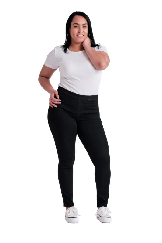 Curvy Silk Denim Pull-On Legging in Black sold by 1822 Denim