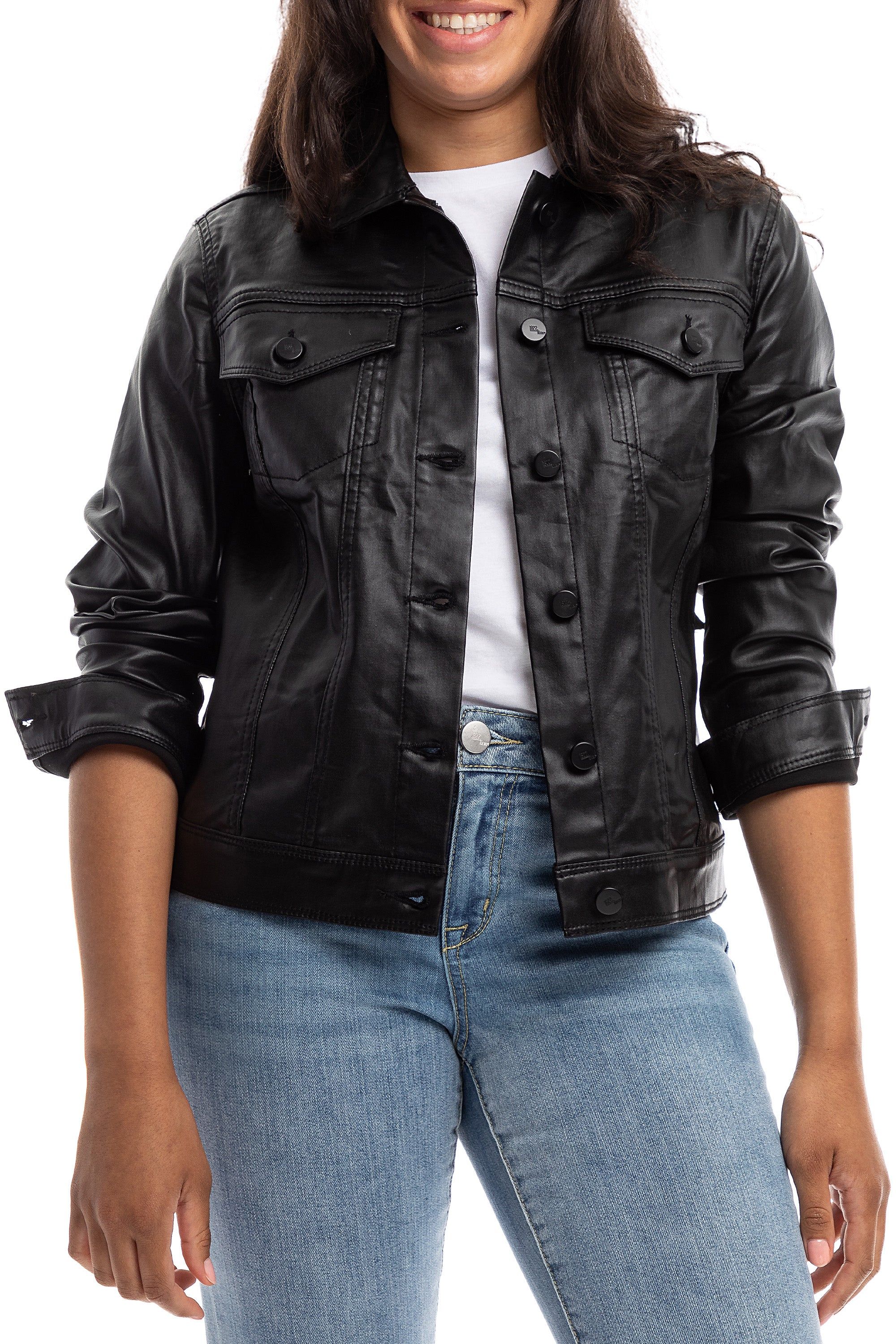 Classic Coated Denim Jacket In Black sold by 1822 Denim product image thumbnail 4