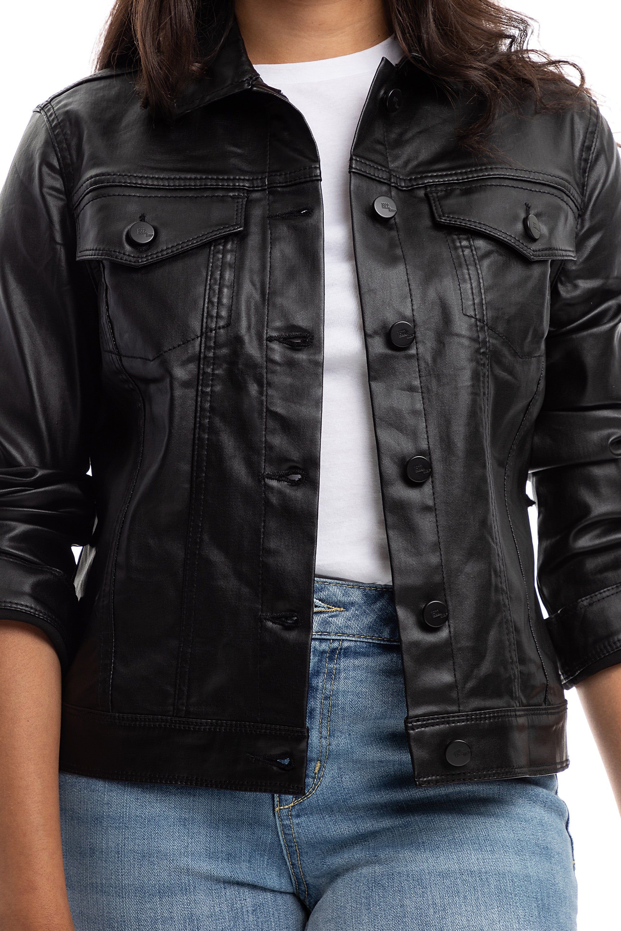 Classic Coated Denim Jacket In Black sold by 1822 Denim product image thumbnail 2