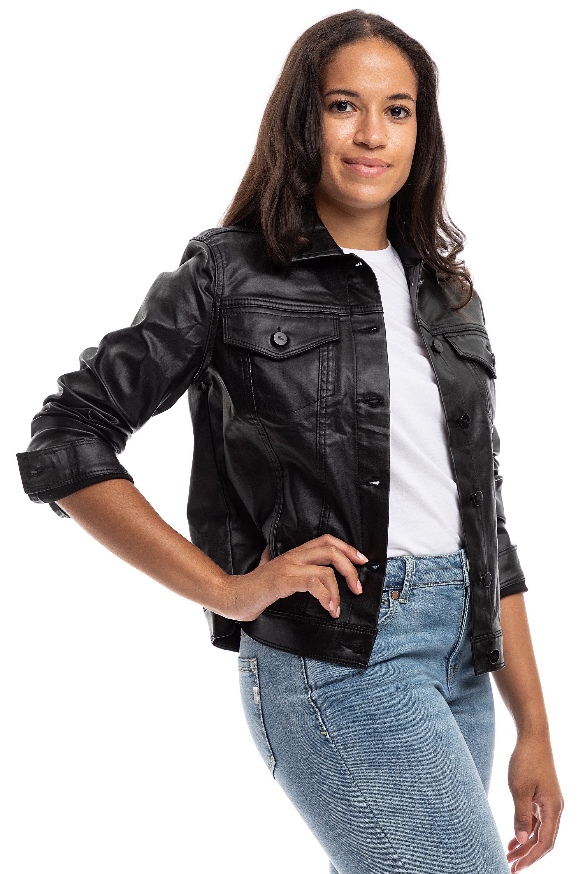 Classic Coated Denim Jacket In Black sold by 1822 Denim product image thumbnail 3