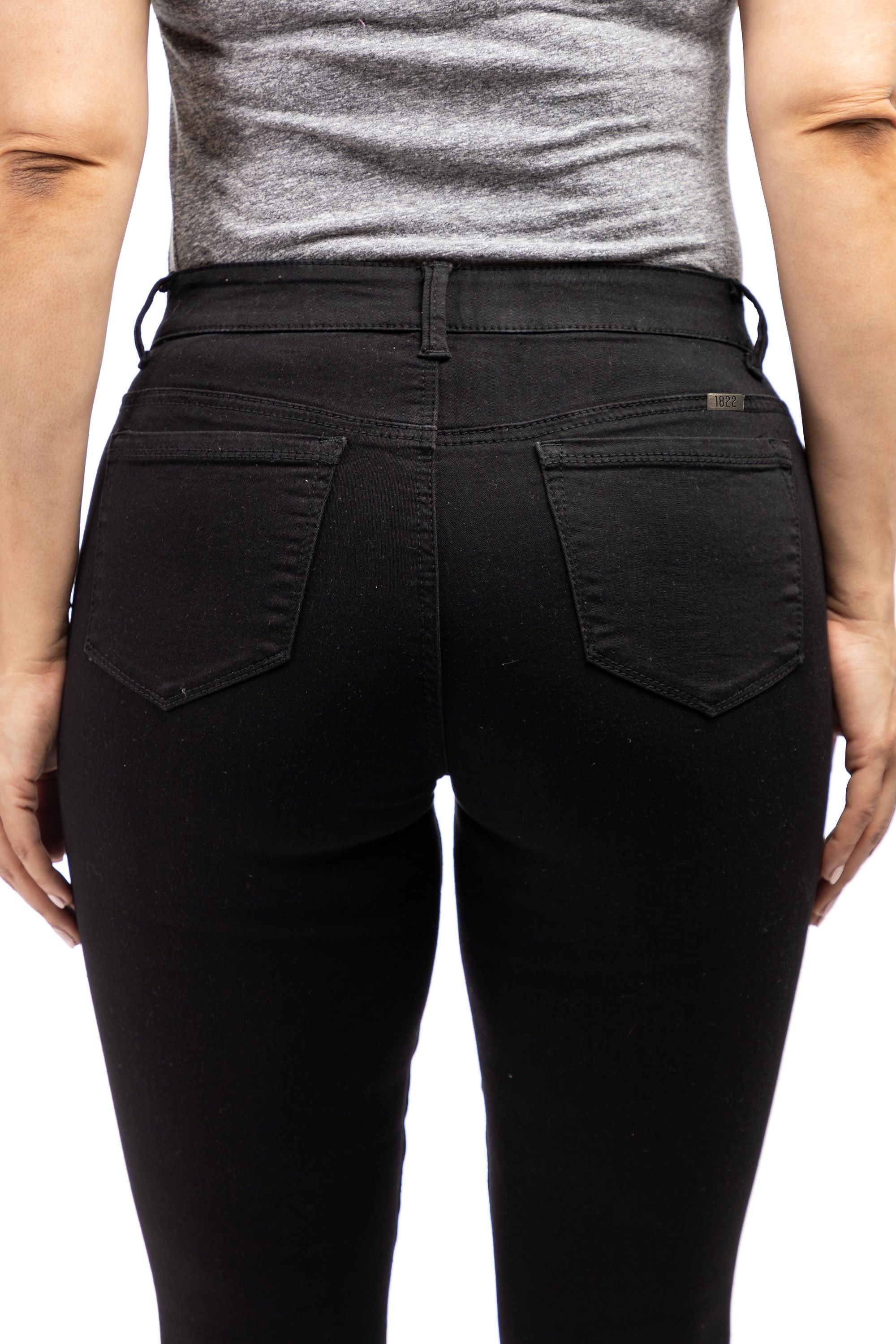 Curvy 28" Mid-Rise Contour Ankle Skinny In Black sold by 1822 Denim product image thumbnail 3