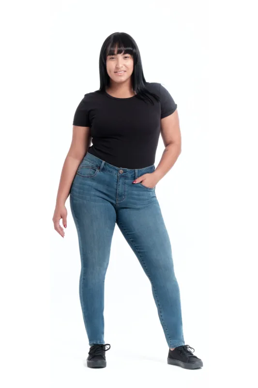 Curvy Silk Denim Skinny in Radley sold by 1822 Denim