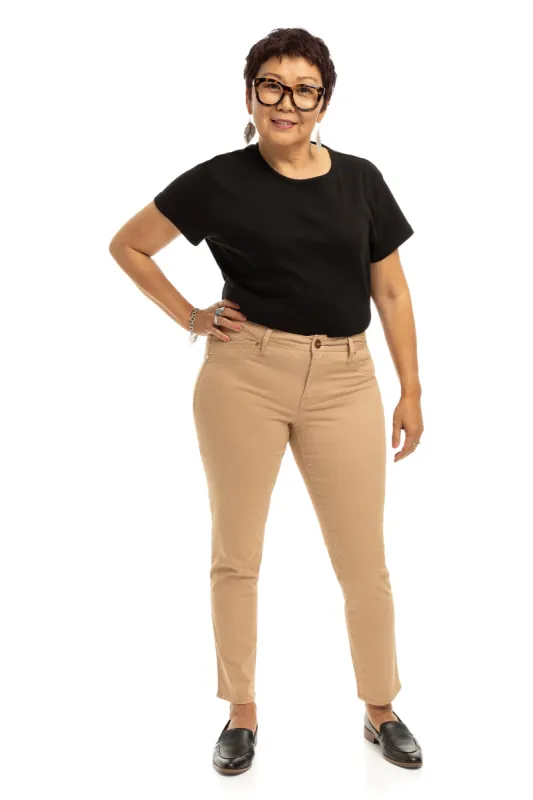 Curvy 28” Mid-Rise Twill Ankle Skinny in Cider sold by 1822 Denim