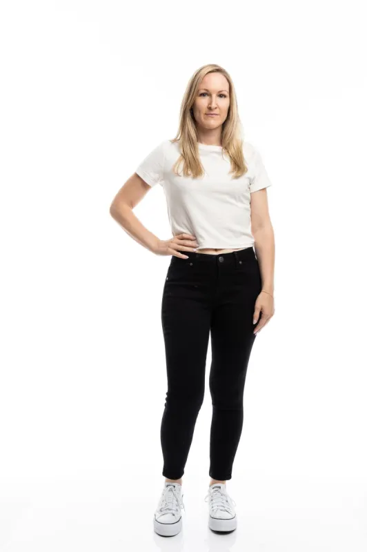 Petite 26" High-Rise Butter Ankle Skinny In Wynter Black sold by 1822 Denim