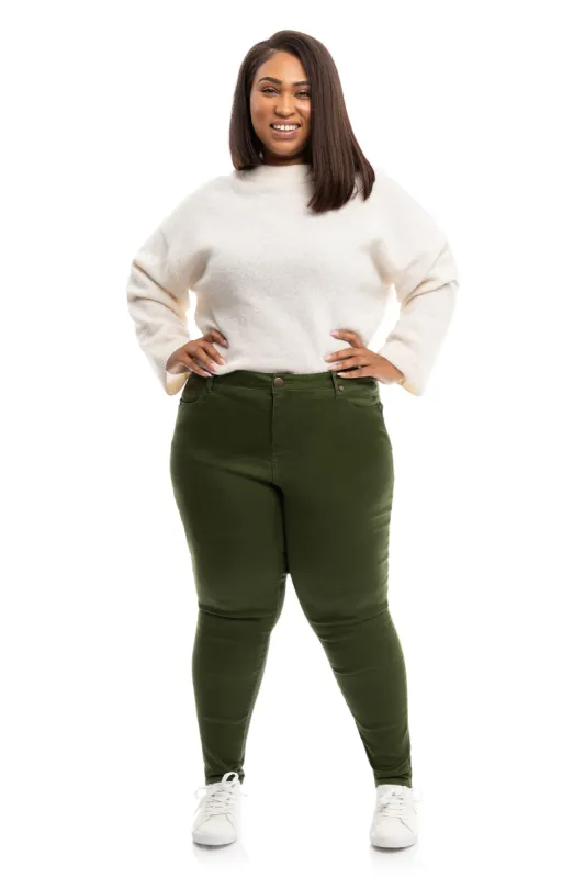 Plus 30" High-Rise Butter Skinny in Basil sold by 1822 Denim