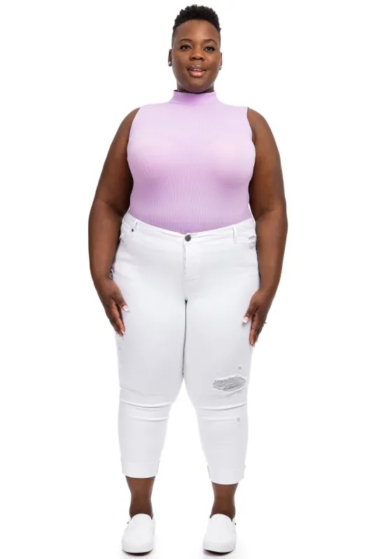 Plus 27" Mid-Rise Cuffed Slim Girlfriend In Giselle sold by 1822 Denim