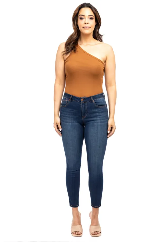 Curvy 28" Mid-Rise Silk Denim Ankle Skinny In Helena sold by 1822 Denim