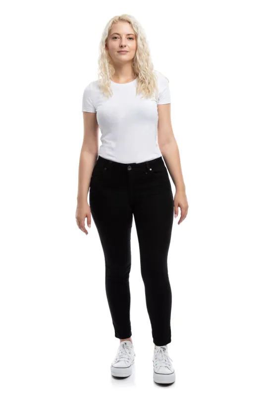 Classic 28" Mid-Rise Re:Denim Ankle Skinny In Black sold by 1822 Denim