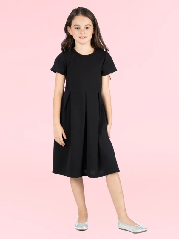 24seven Comfort Apparel Girls Short Sleeve Pleated Party Dress Machine Washable sold by 24/7 Comfort Apparel