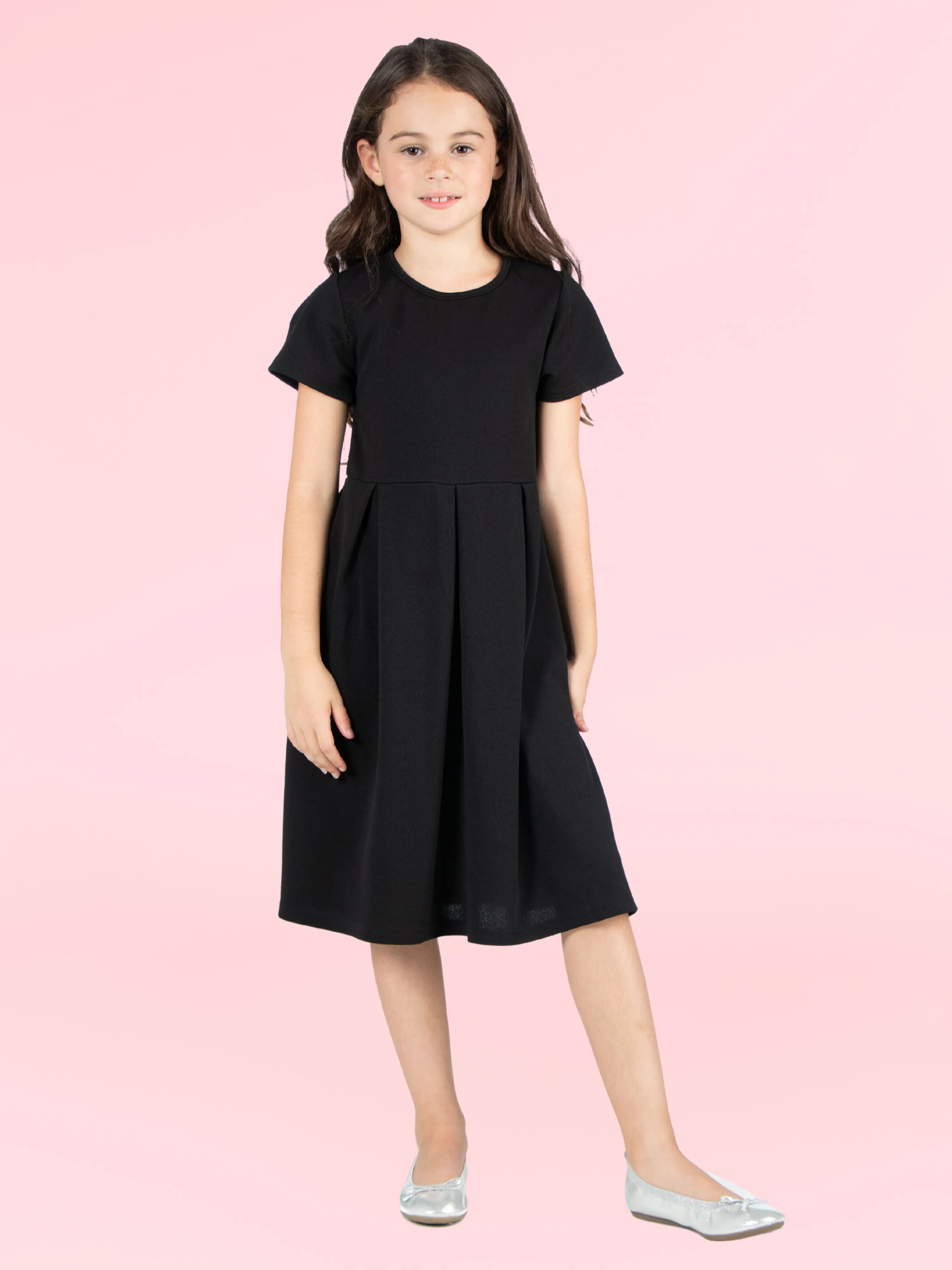 24seven Comfort Apparel Girls Short Sleeve Pleated Party Dress Machine Washable sold by 24/7 Comfort Apparel