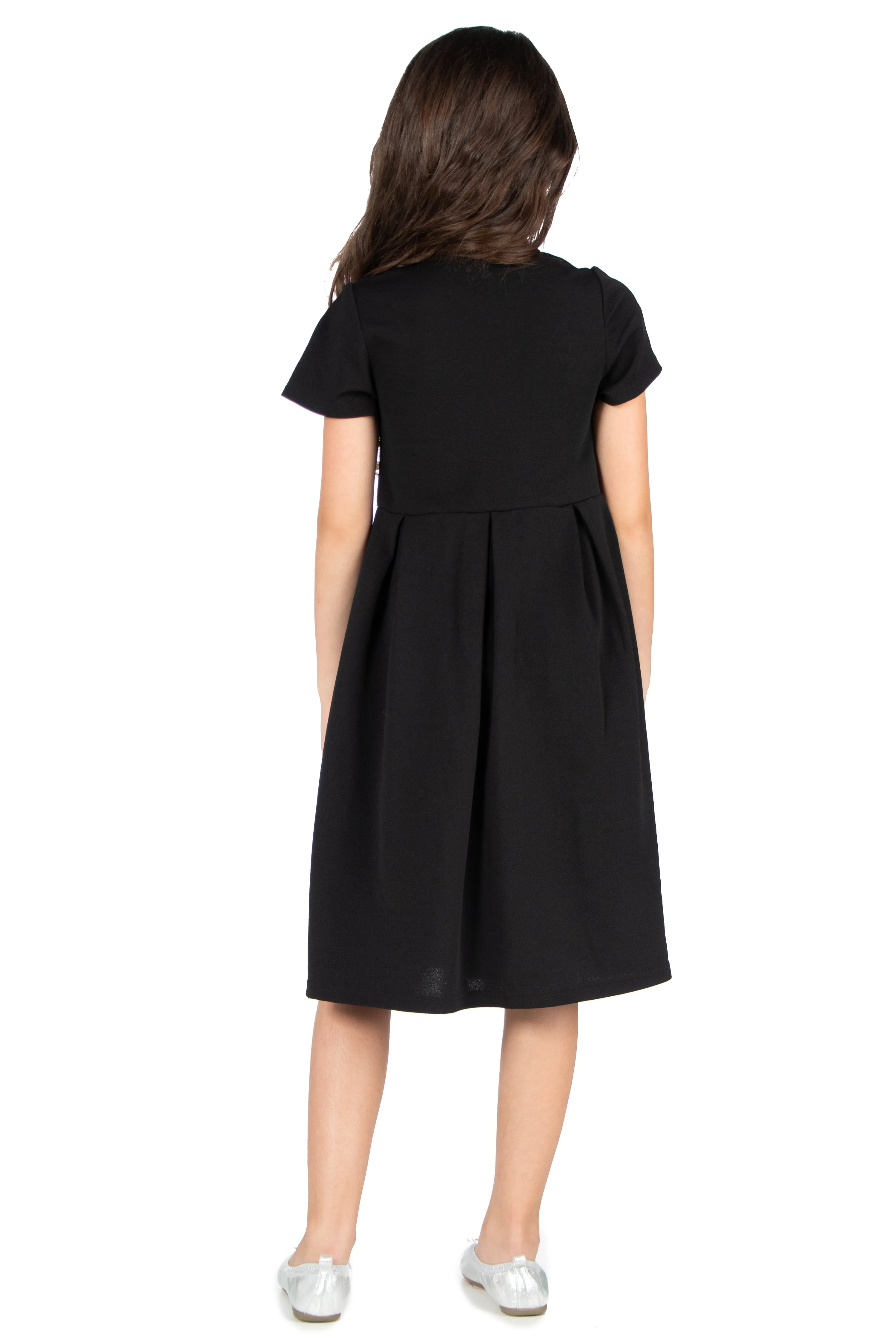 24seven Comfort Apparel Girls Short Sleeve Pleated Party Dress Machine Washable sold by 24/7 Comfort Apparel product image thumbnail 5