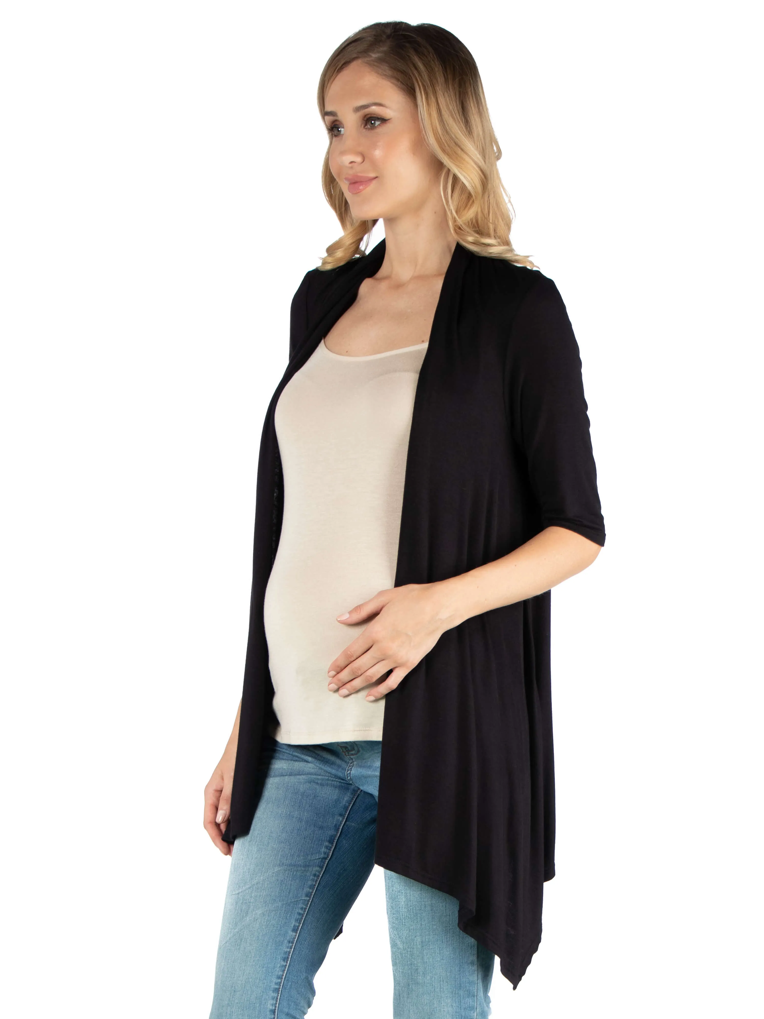 Loose Fit Open Front Maternity Cardigan with Half Sleeve sold by 24/7 Comfort Apparel product image thumbnail 2