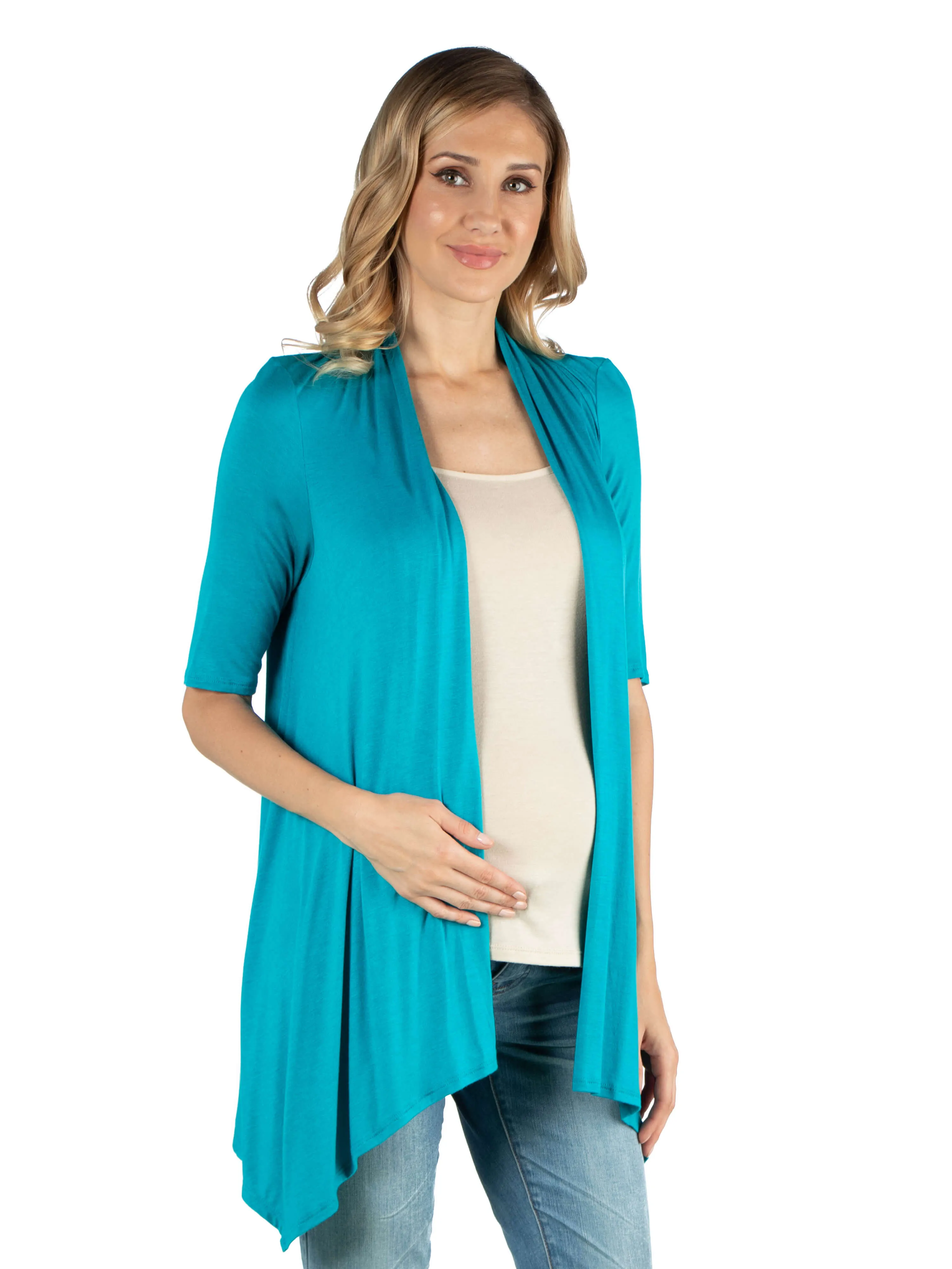 Loose Fit Open Front Maternity Cardigan with Half Sleeve sold by 24/7 Comfort Apparel product image thumbnail 3