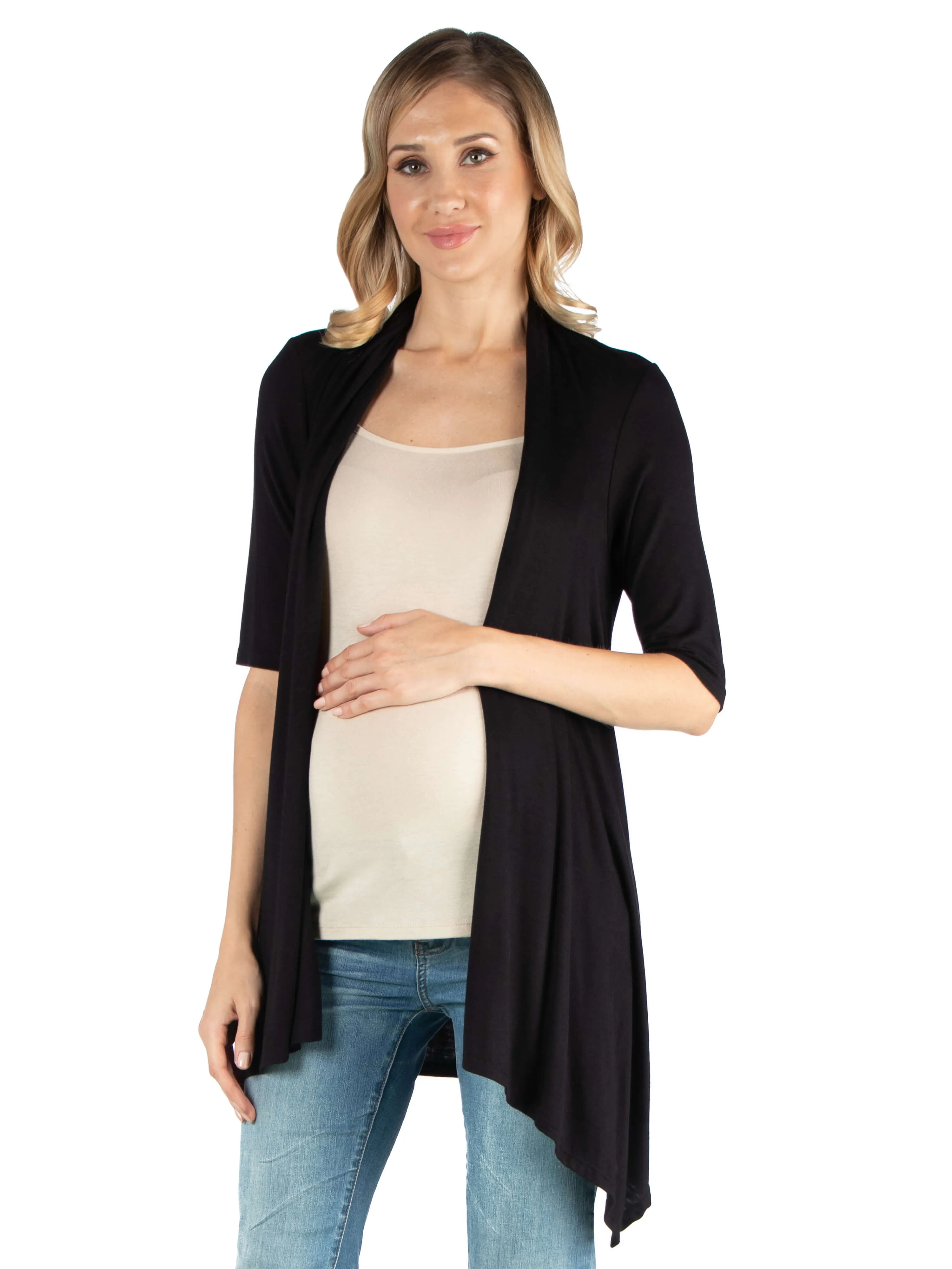 Loose Fit Open Front Maternity Cardigan with Half Sleeve sold by 24/7 Comfort Apparel product image thumbnail 5