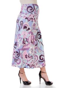 Lilac Floral Elastic Waistband Maternity Maxi Skirt sold by 24/7 Comfort Apparel