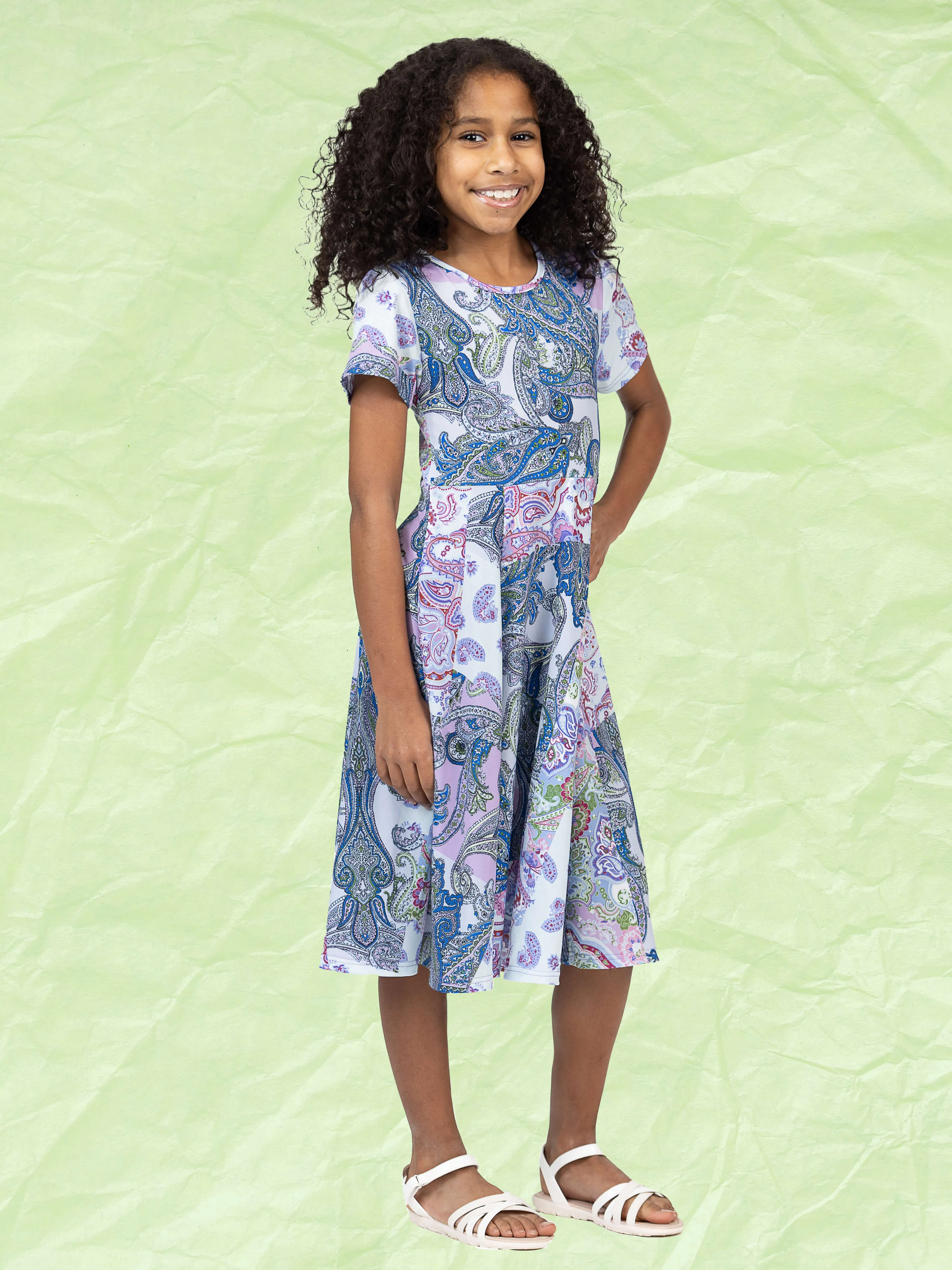 24sevenkid Purple Paisley Short Sleeve Girls Dress sold by 24/7 Comfort Apparel product image thumbnail 2