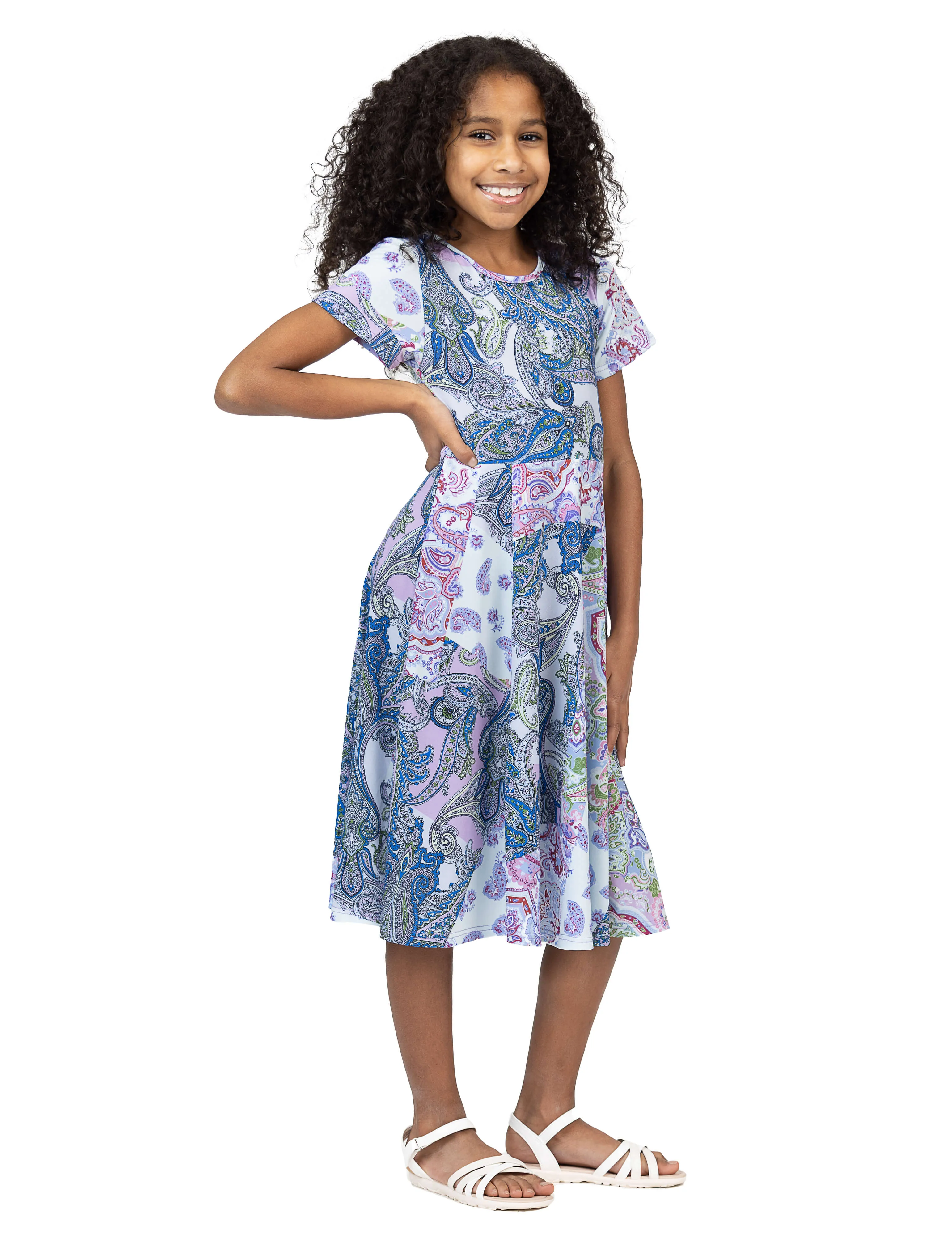 24sevenkid Purple Paisley Short Sleeve Girls Dress sold by 24/7 Comfort Apparel product image thumbnail 4