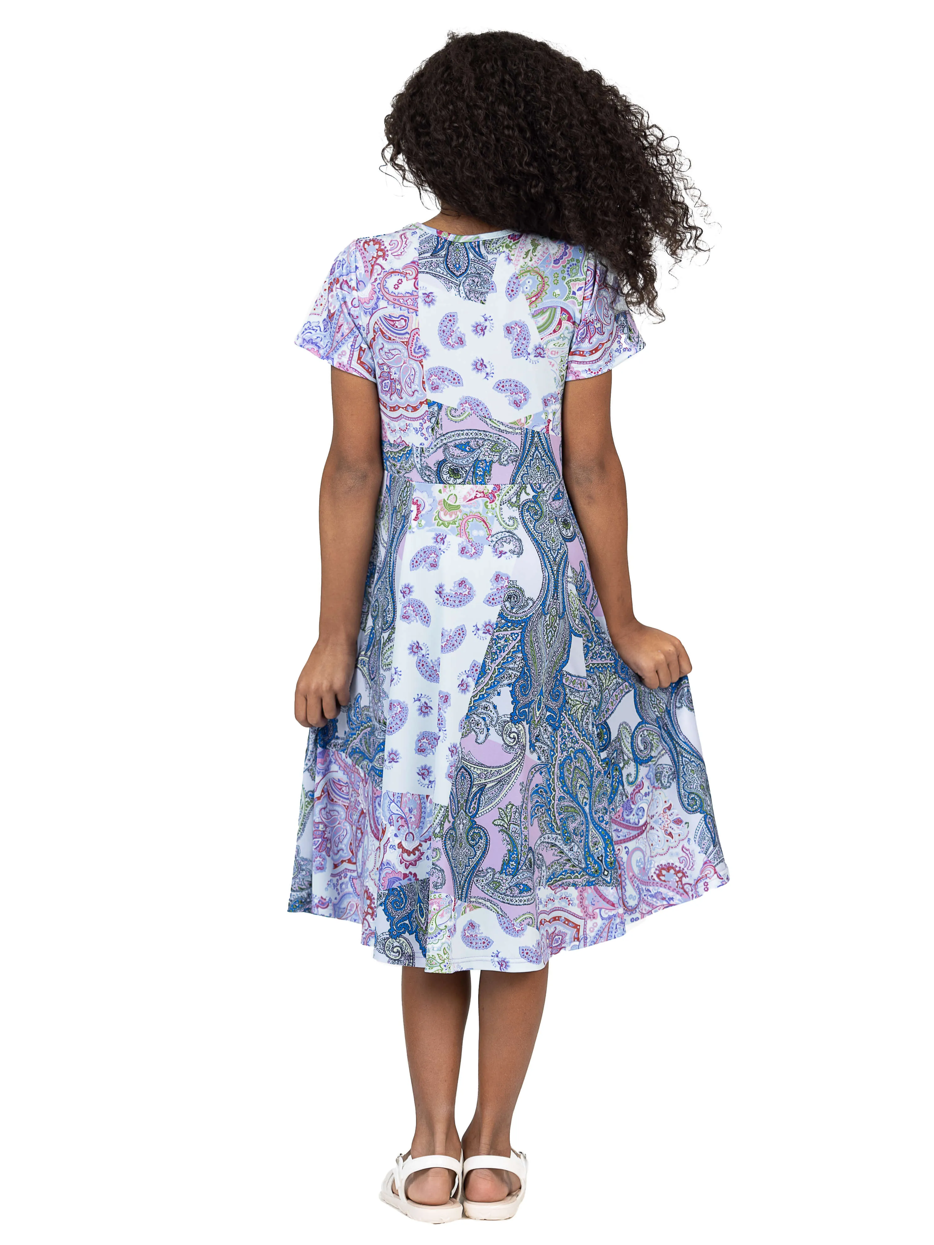 24sevenkid Purple Paisley Short Sleeve Girls Dress sold by 24/7 Comfort Apparel product image thumbnail 5