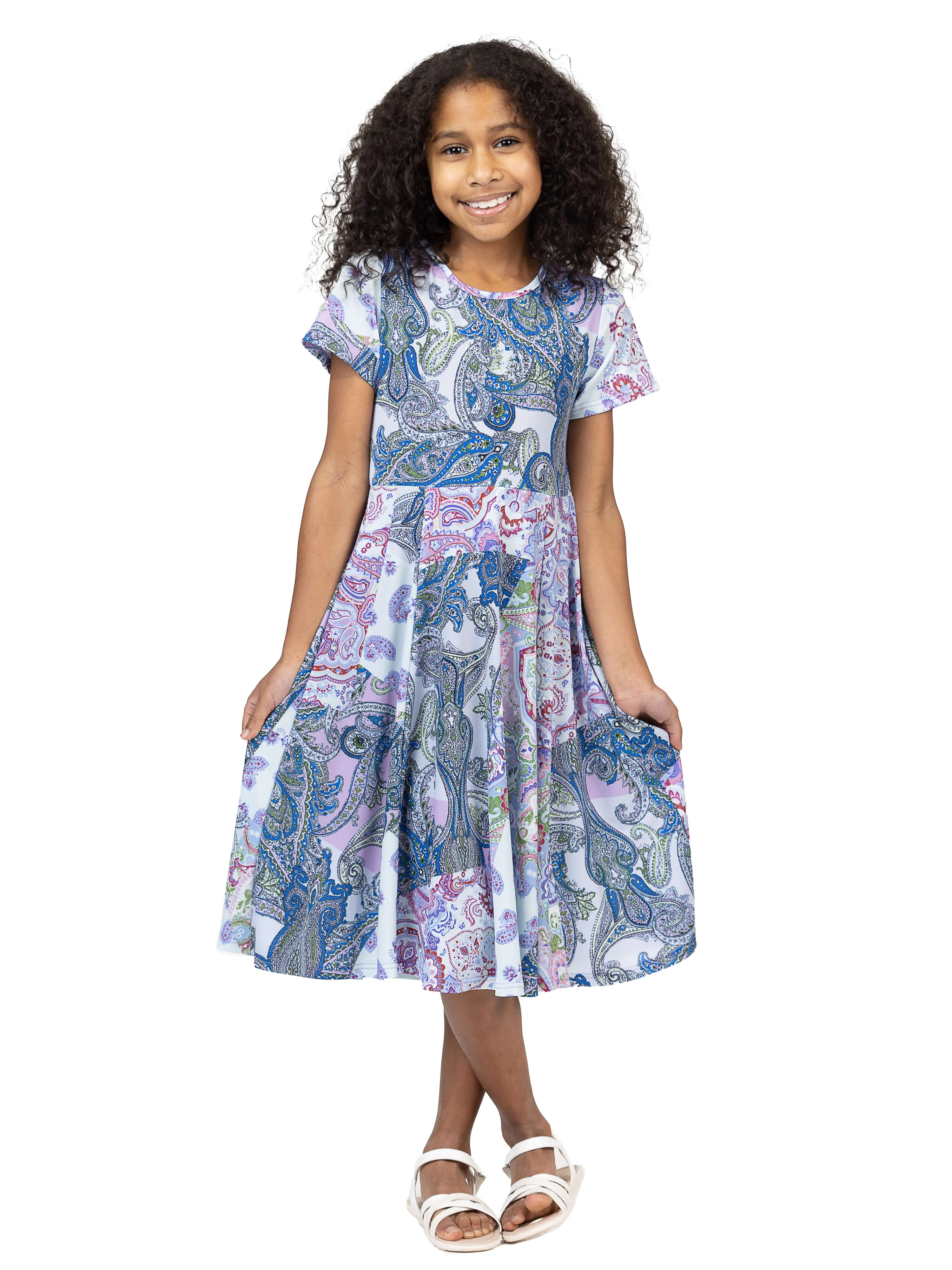 24sevenkid Purple Paisley Short Sleeve Girls Dress sold by 24/7 Comfort Apparel product image thumbnail 3
