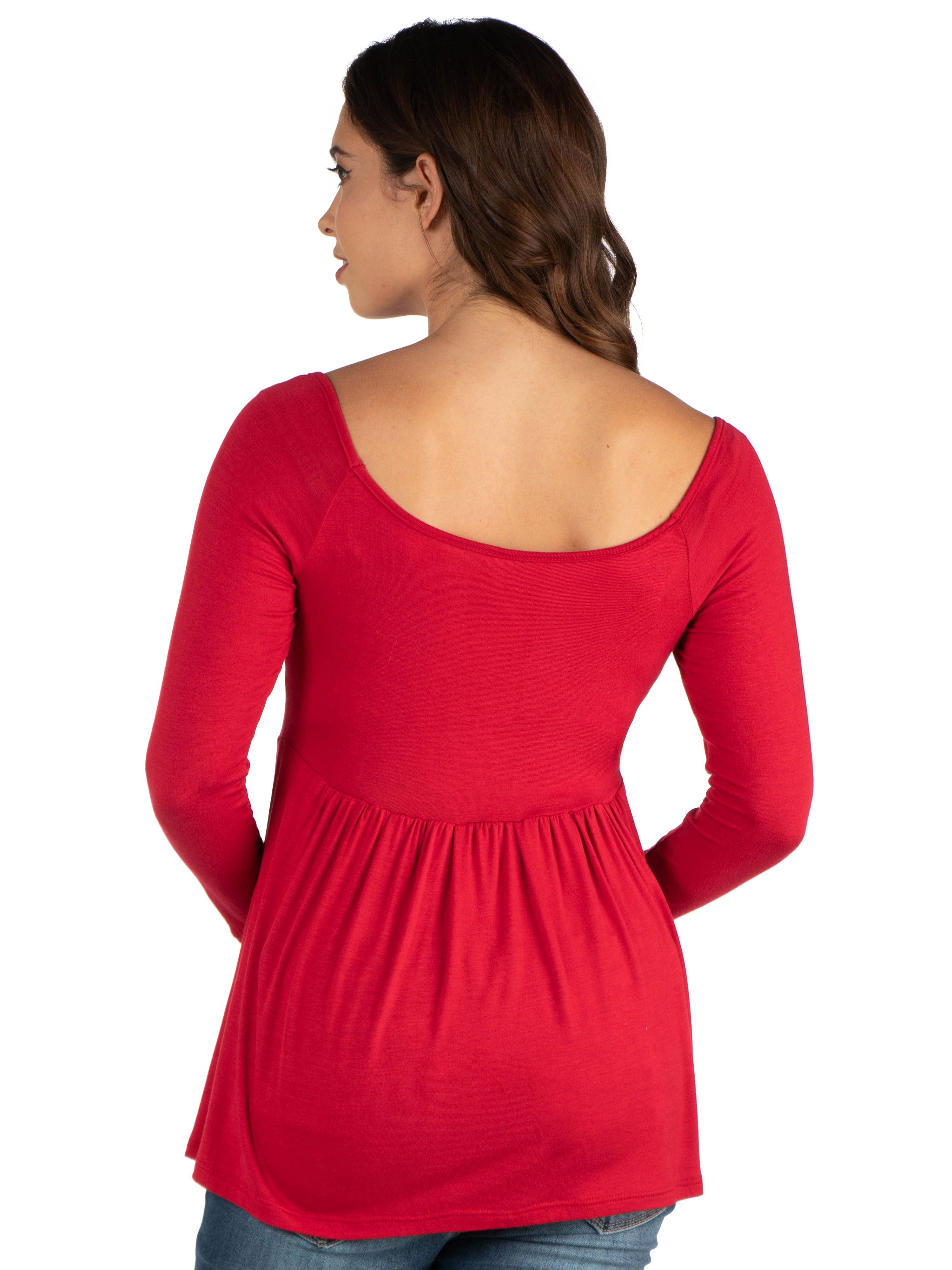 Wide Neck Pleated Maternity Long Sleeve Tunic Top sold by 24/7 Comfort Apparel product image thumbnail 5