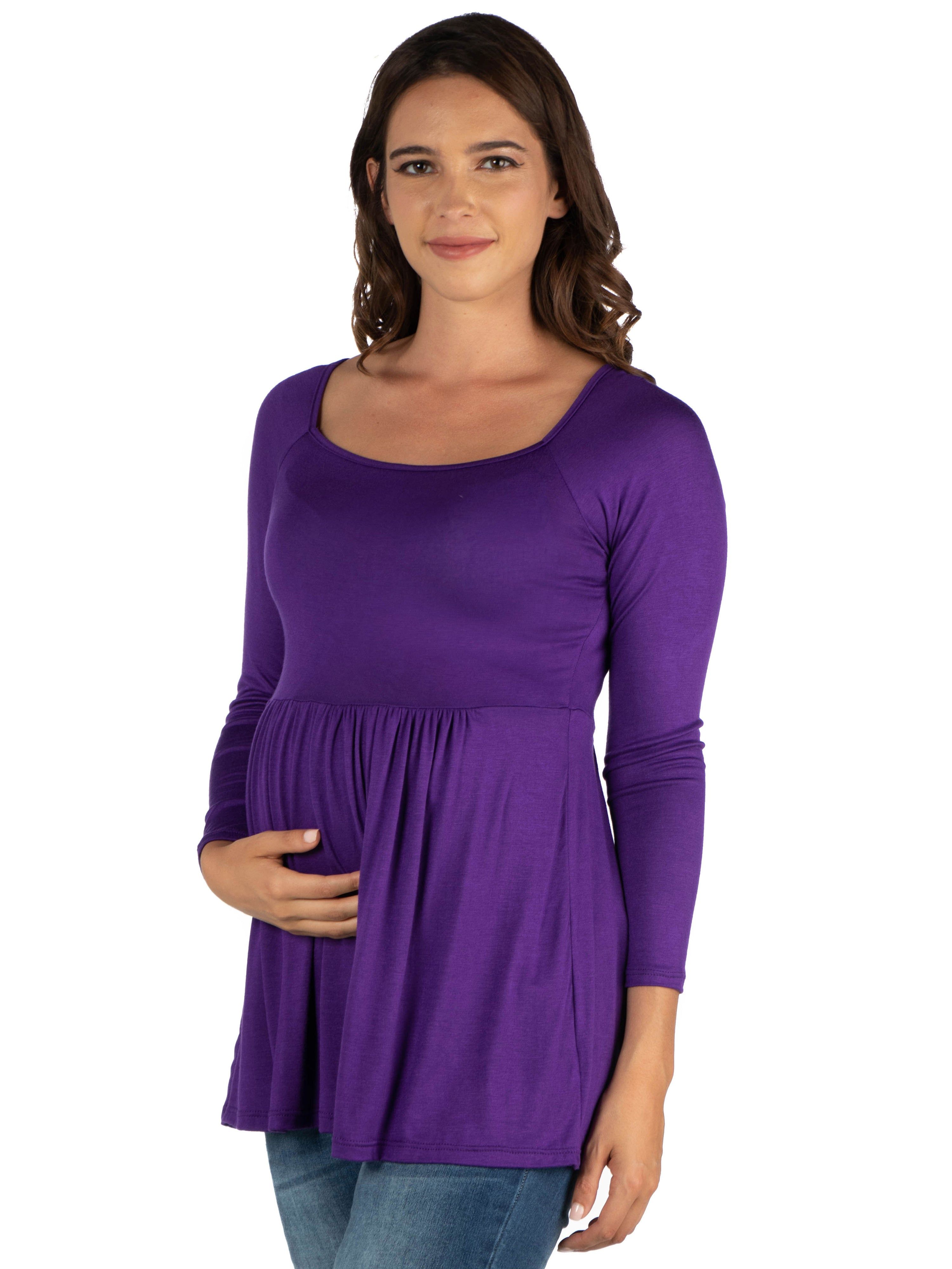 Wide Neck Pleated Maternity Long Sleeve Tunic Top sold by 24/7 Comfort Apparel